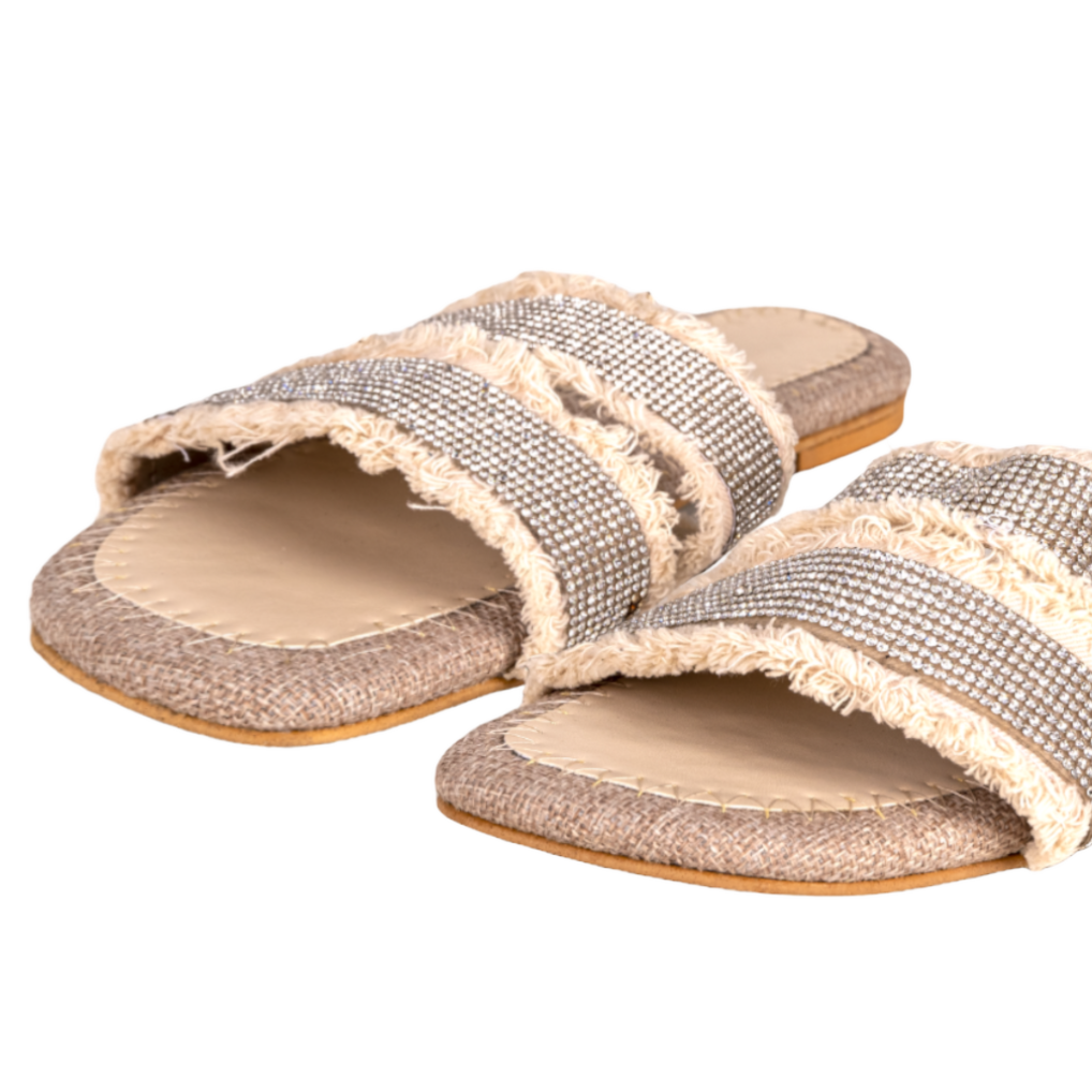 Glitter wave slipper Beige