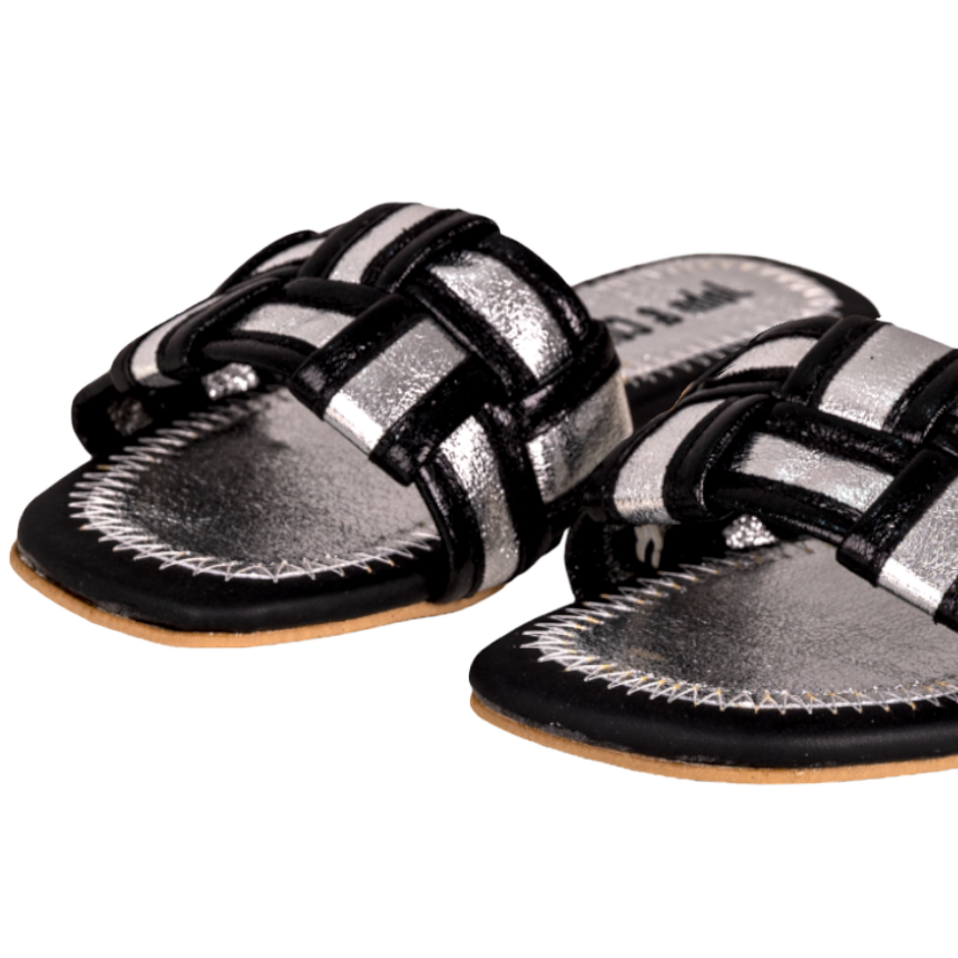 LuxeCheck Slippers Silver