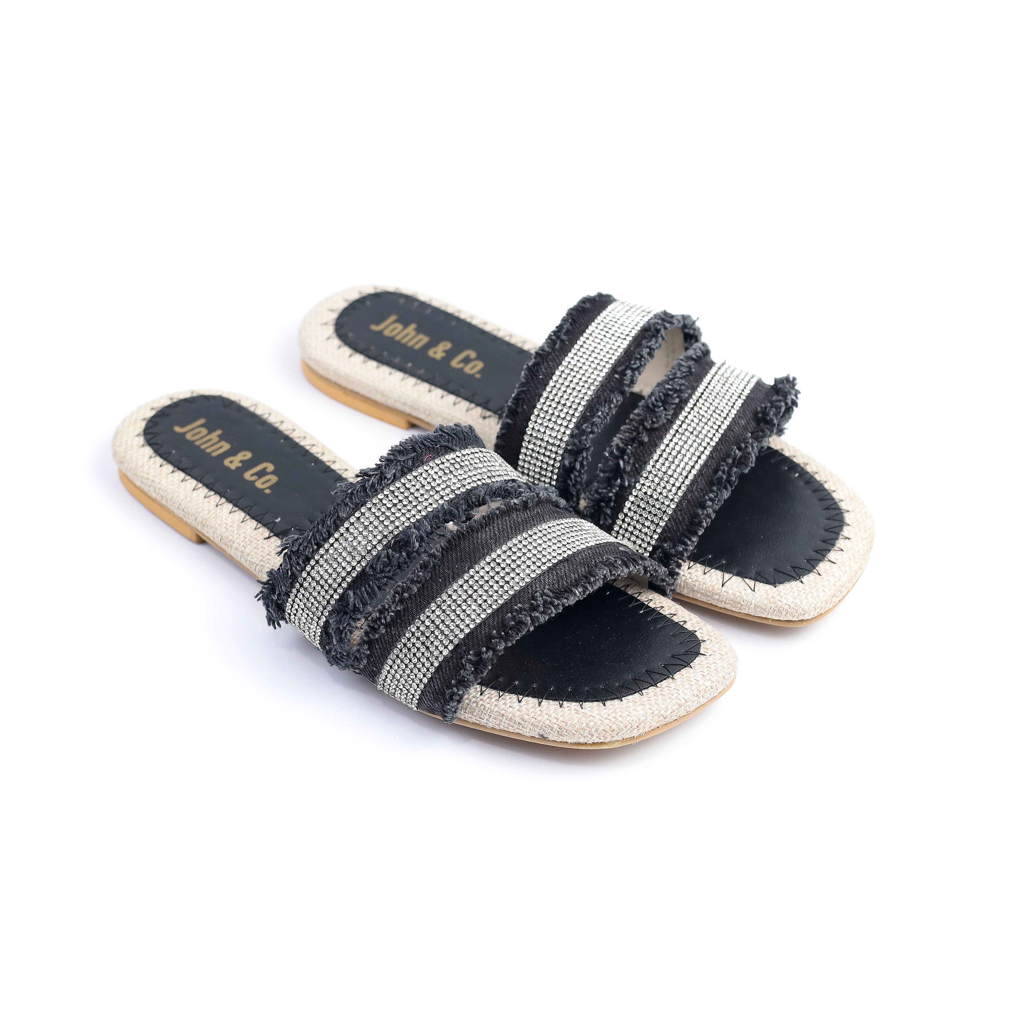 Glitter wave slipper Black