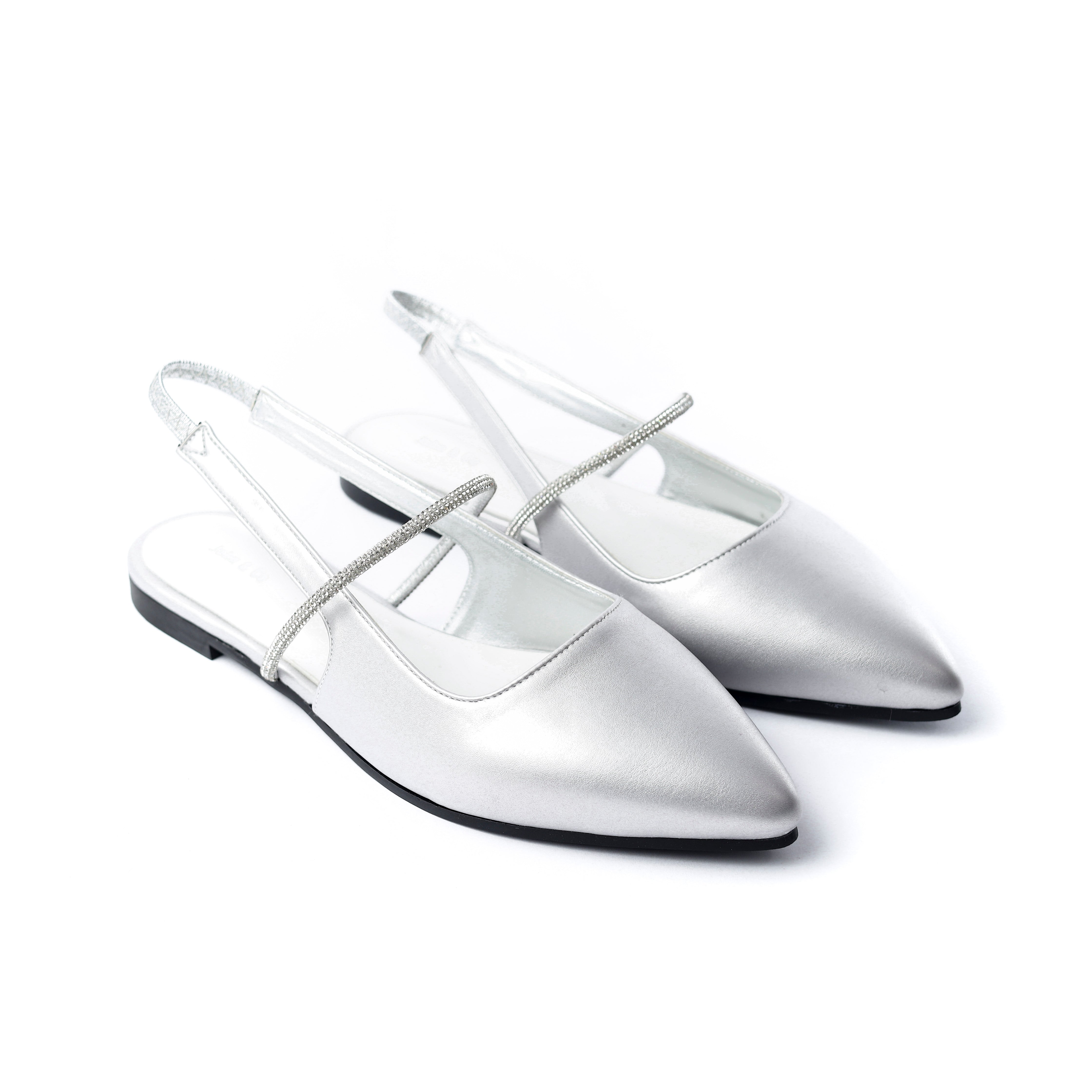 Noir Luxe Flats Silver