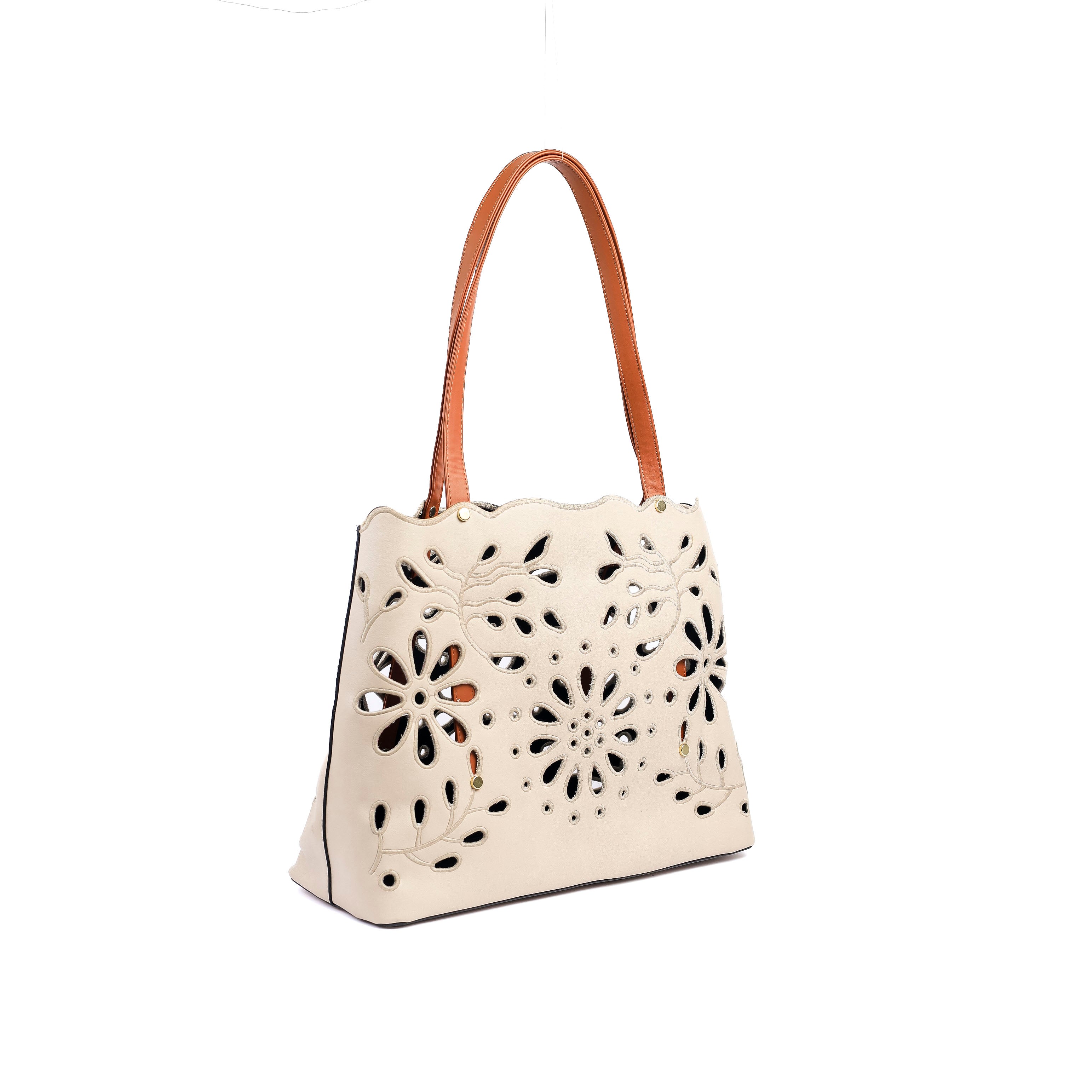 Floral Cutout Tote bag Beige