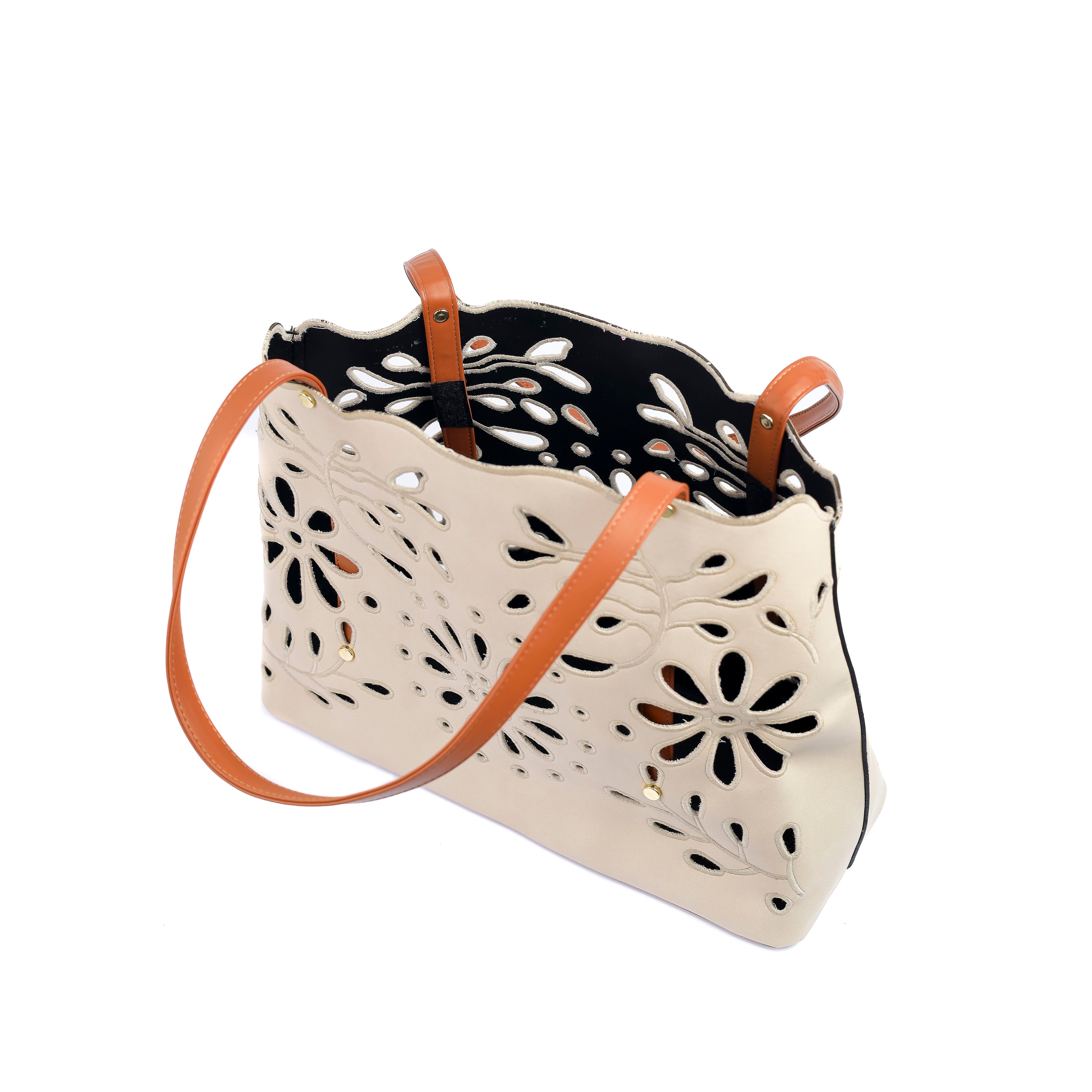 Floral Cutout Tote bag Beige