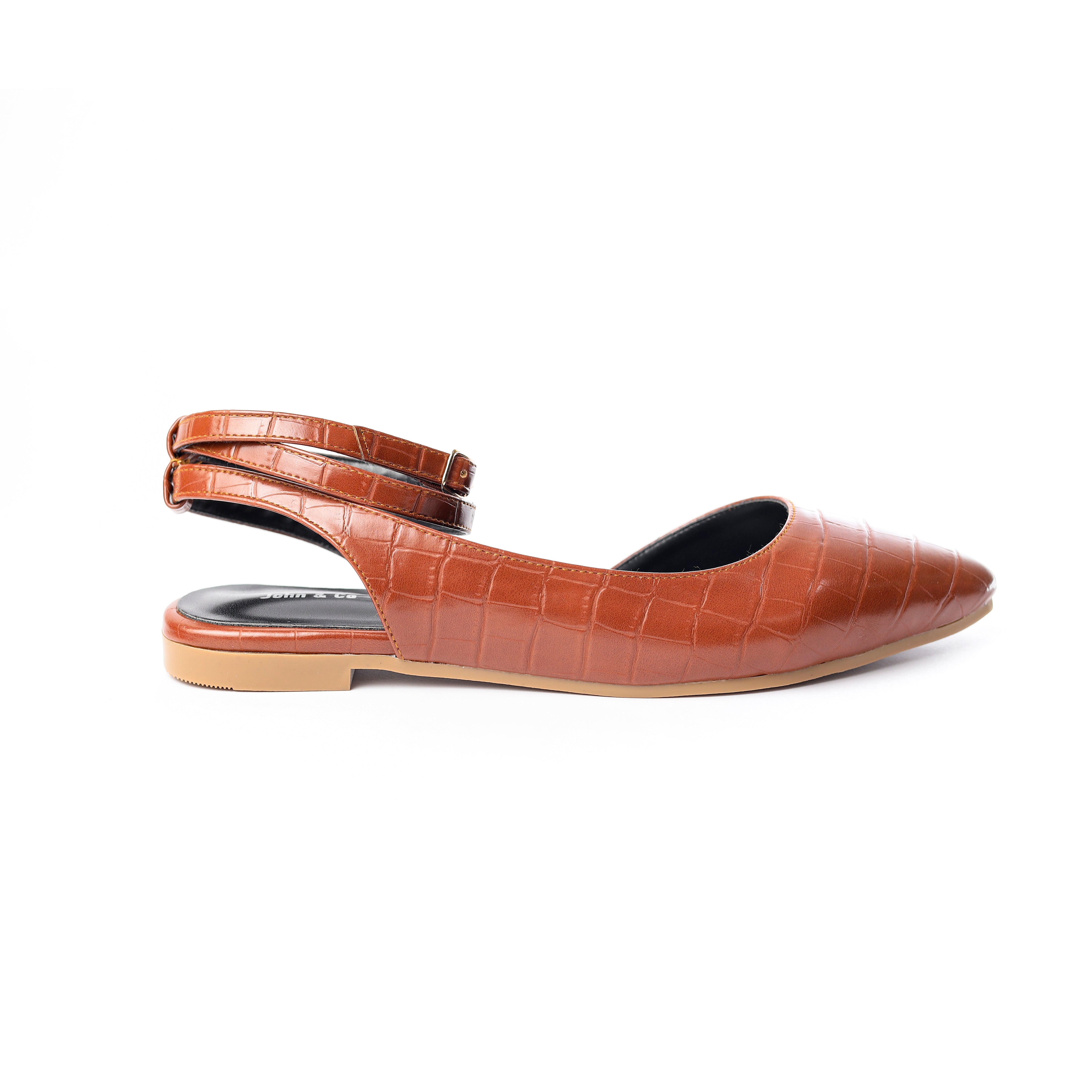 Crocodile-Embossed Ankle Flats Havan