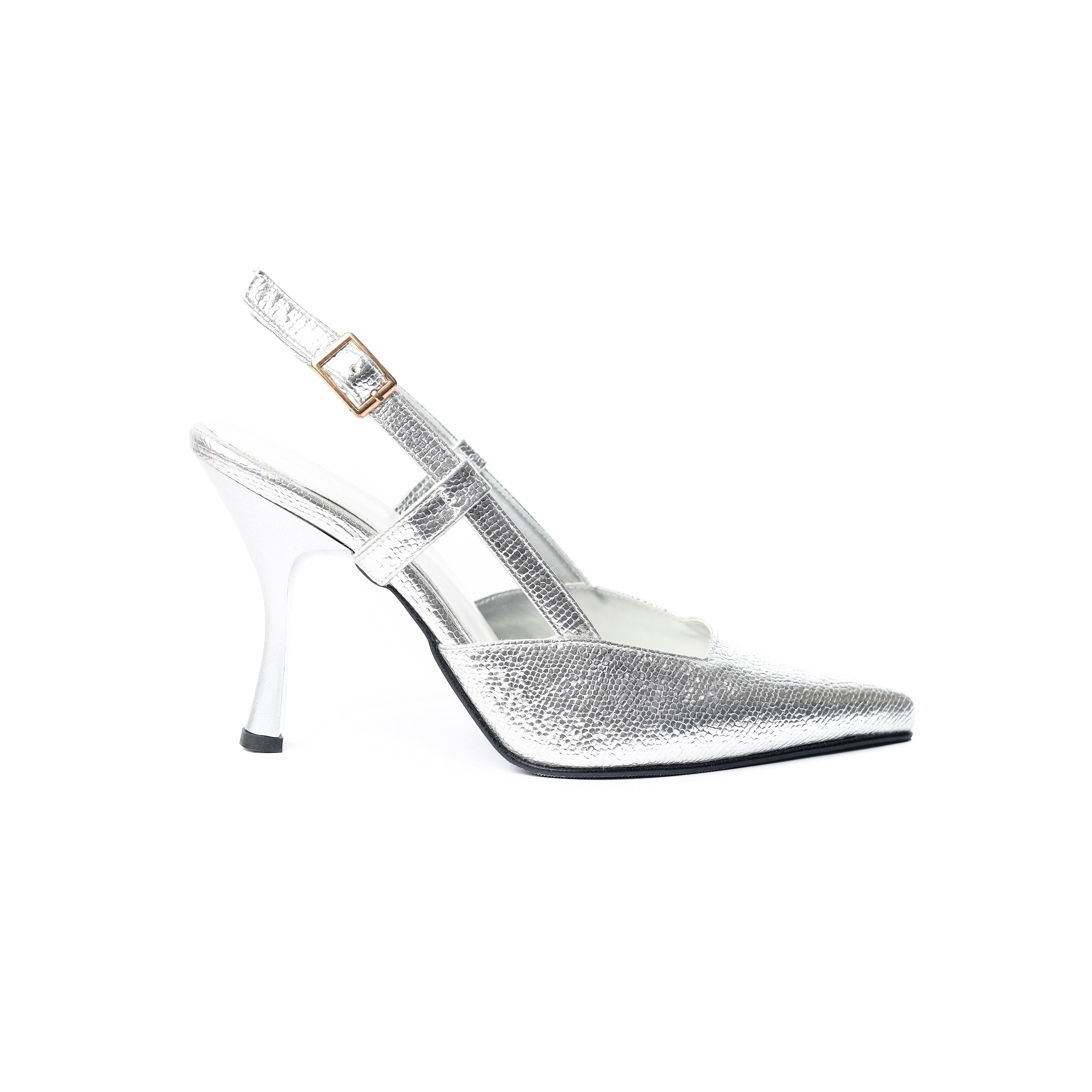 Textured Slingback Pumps Soft silver