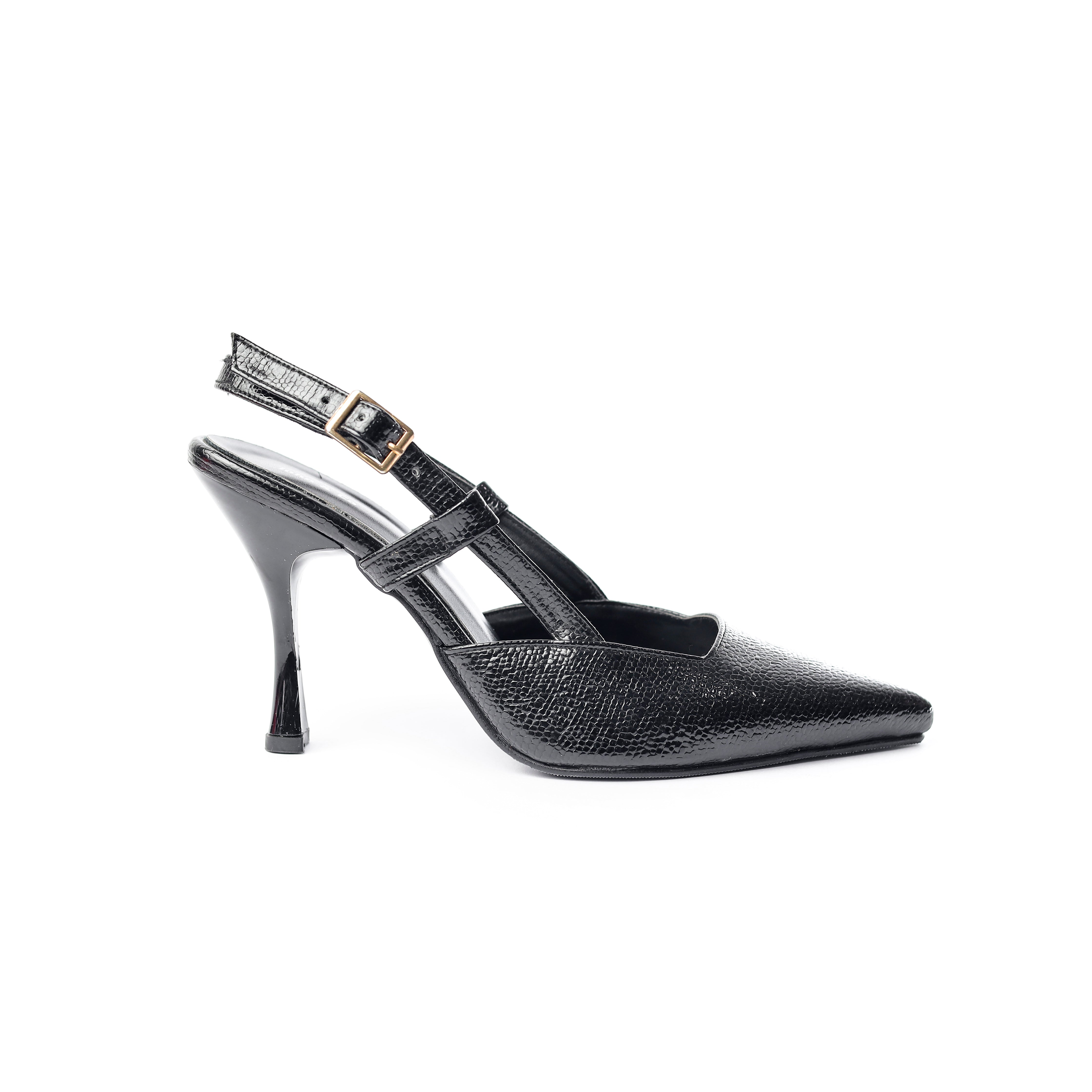 Textured Slingback Pumps Black