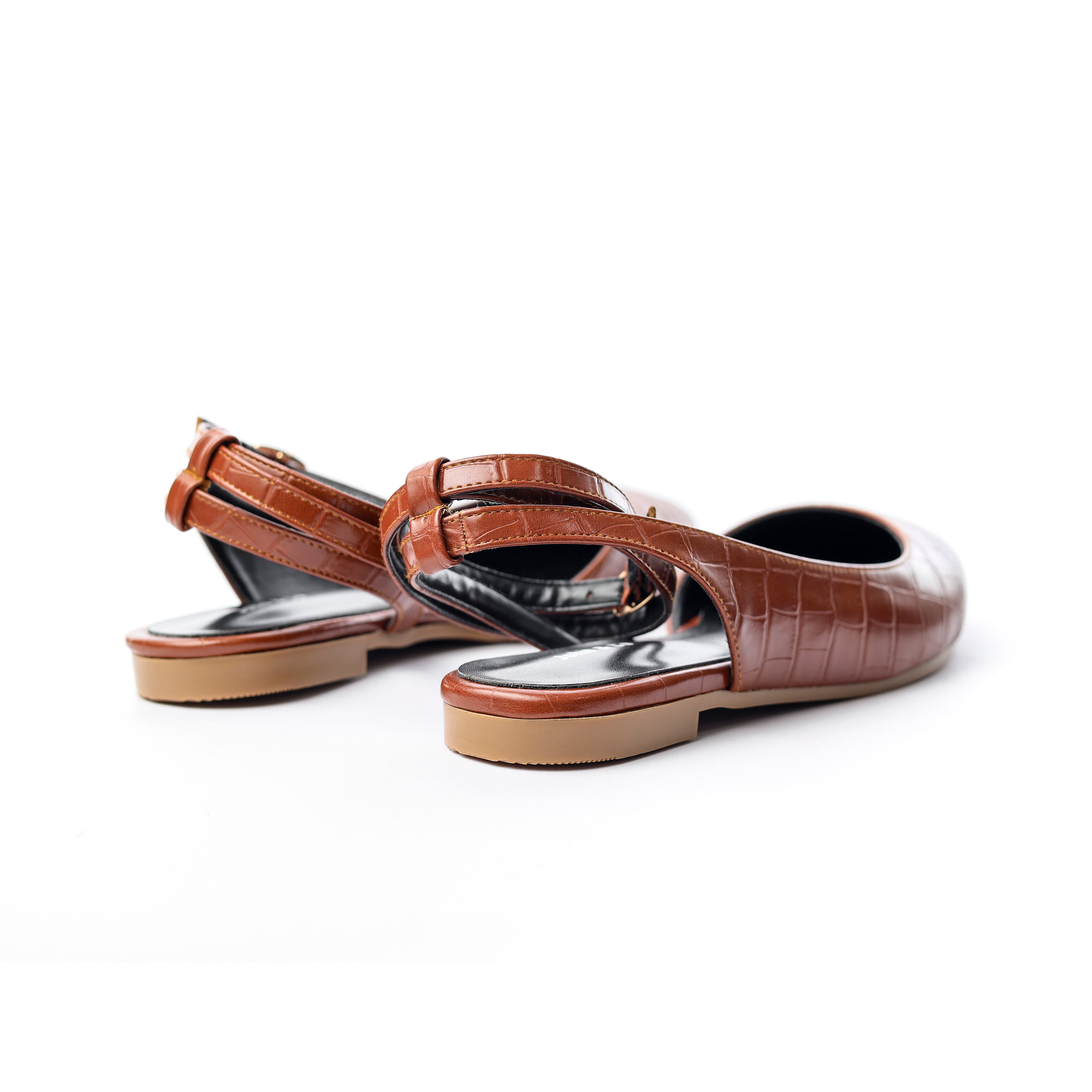 Crocodile-Embossed Ankle Flats Havan