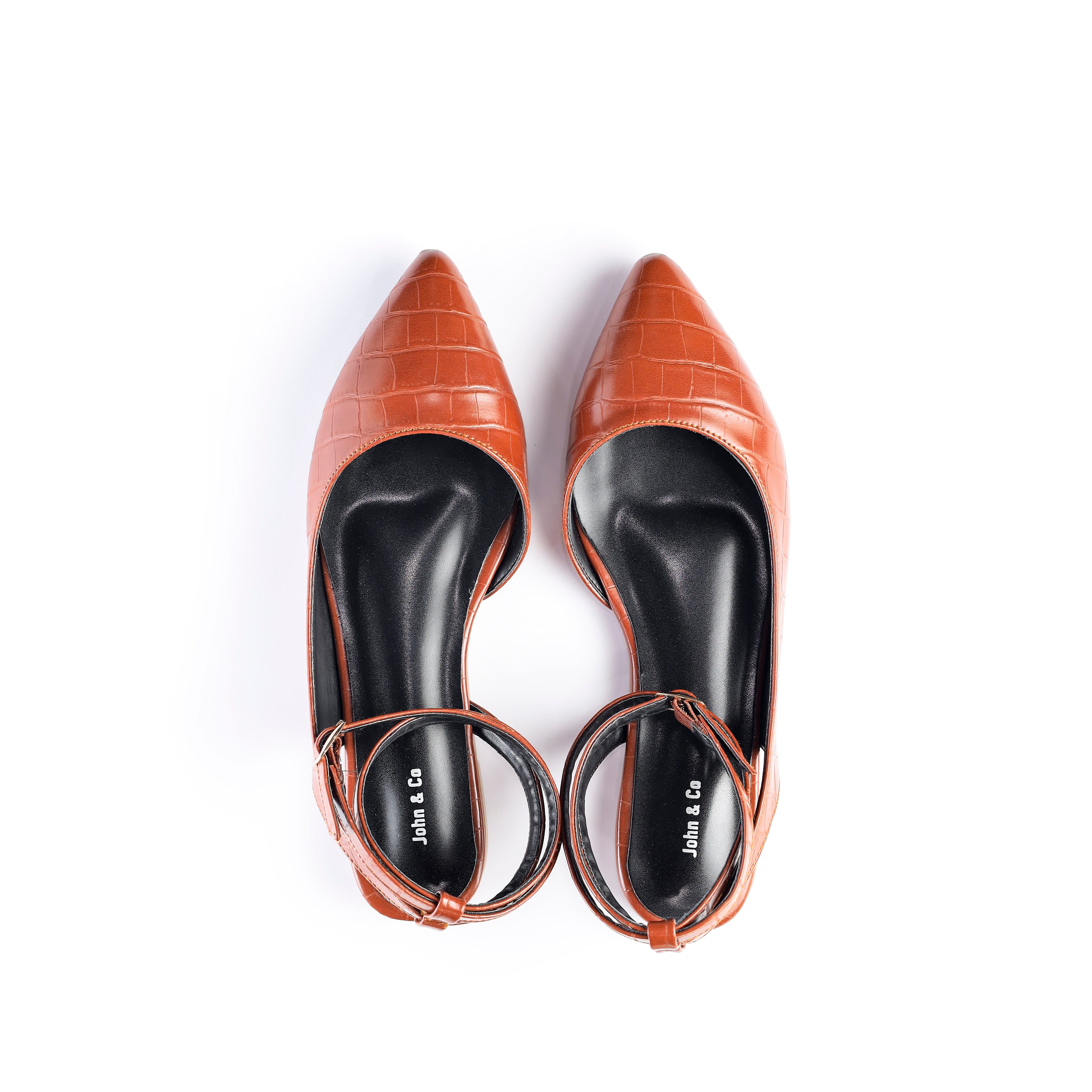 Crocodile-Embossed Ankle Flats Havan