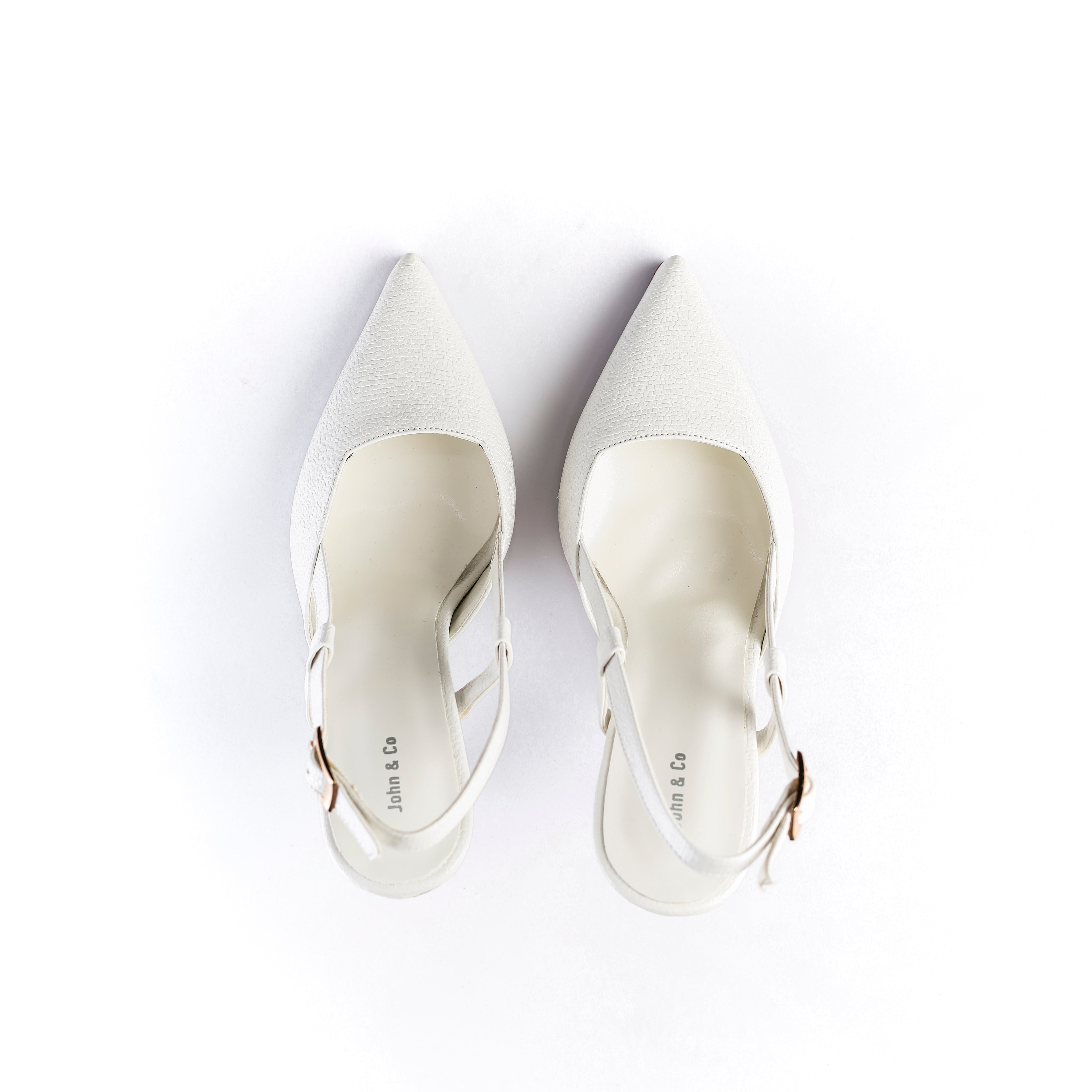 Textured Slingback Pumps Soft white