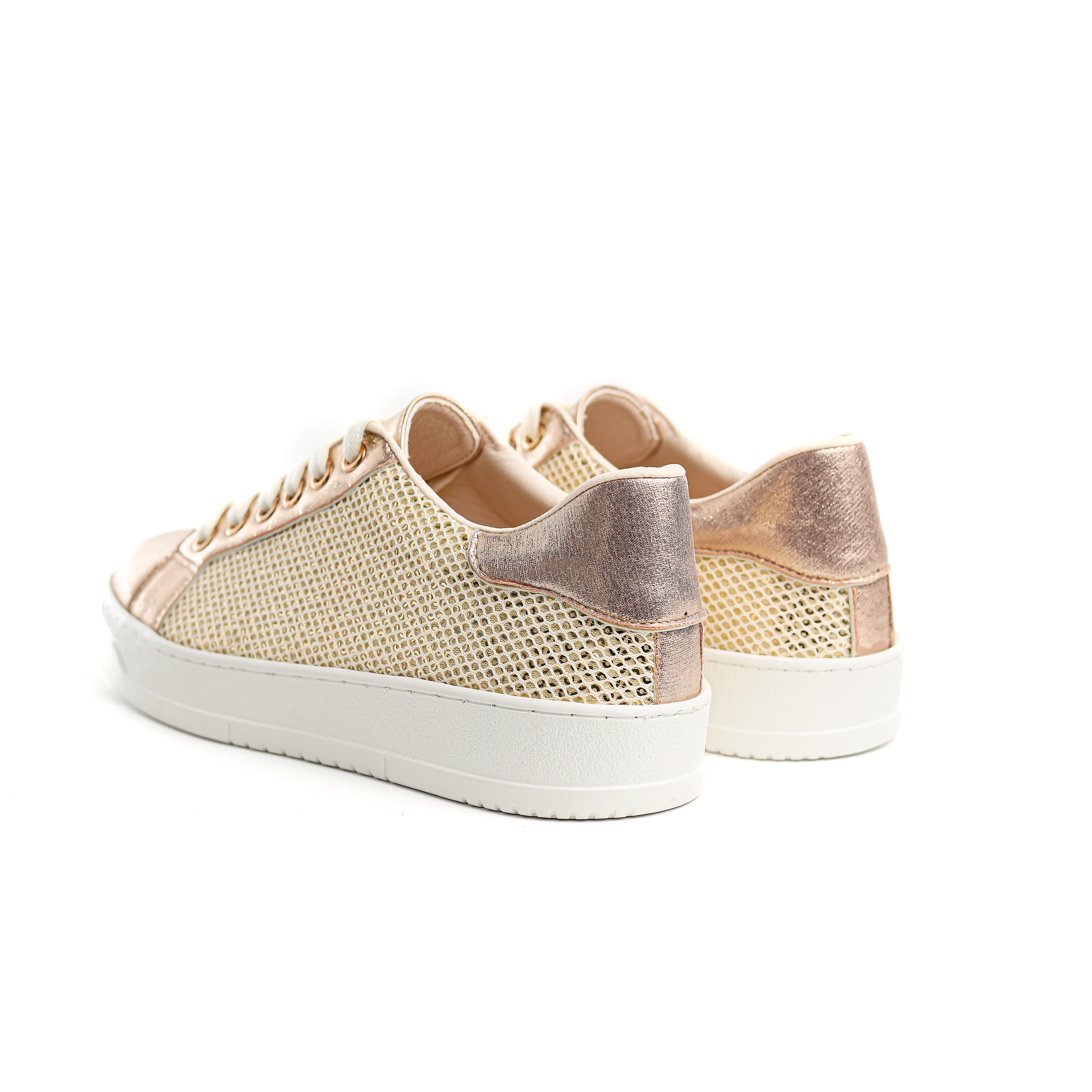 Mesh Panel Sneakers Gold