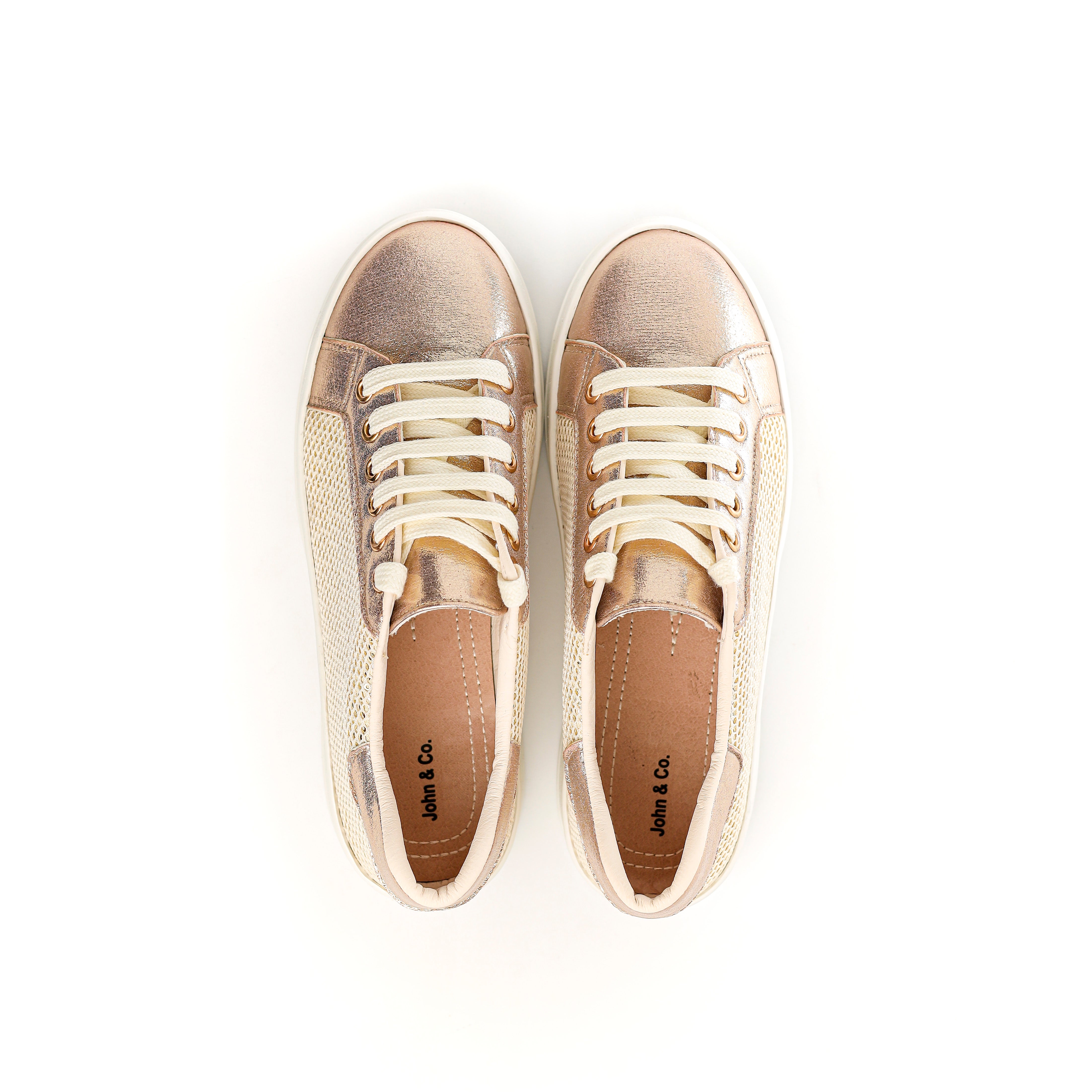 Mesh Panel Sneakers Gold