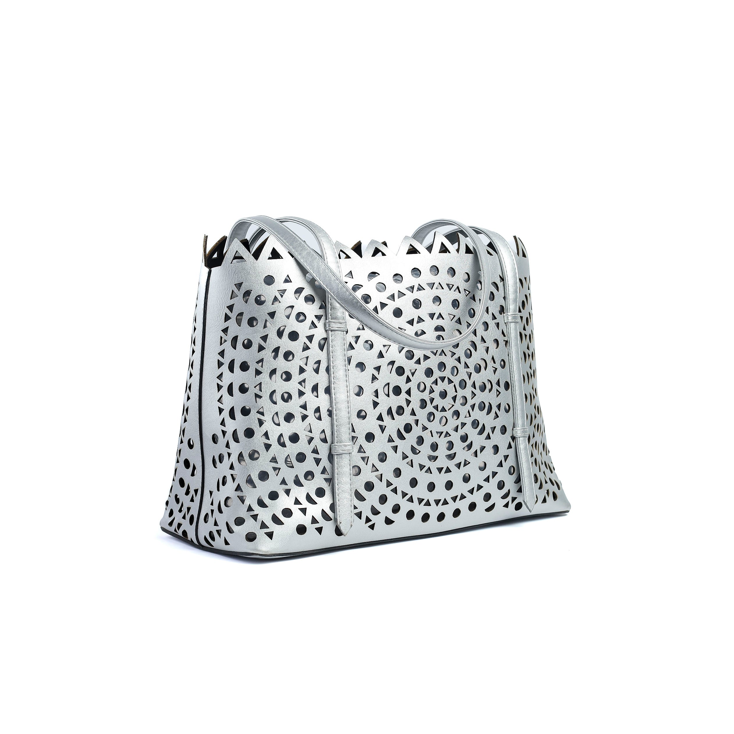 Cut Out Tote bag Silver