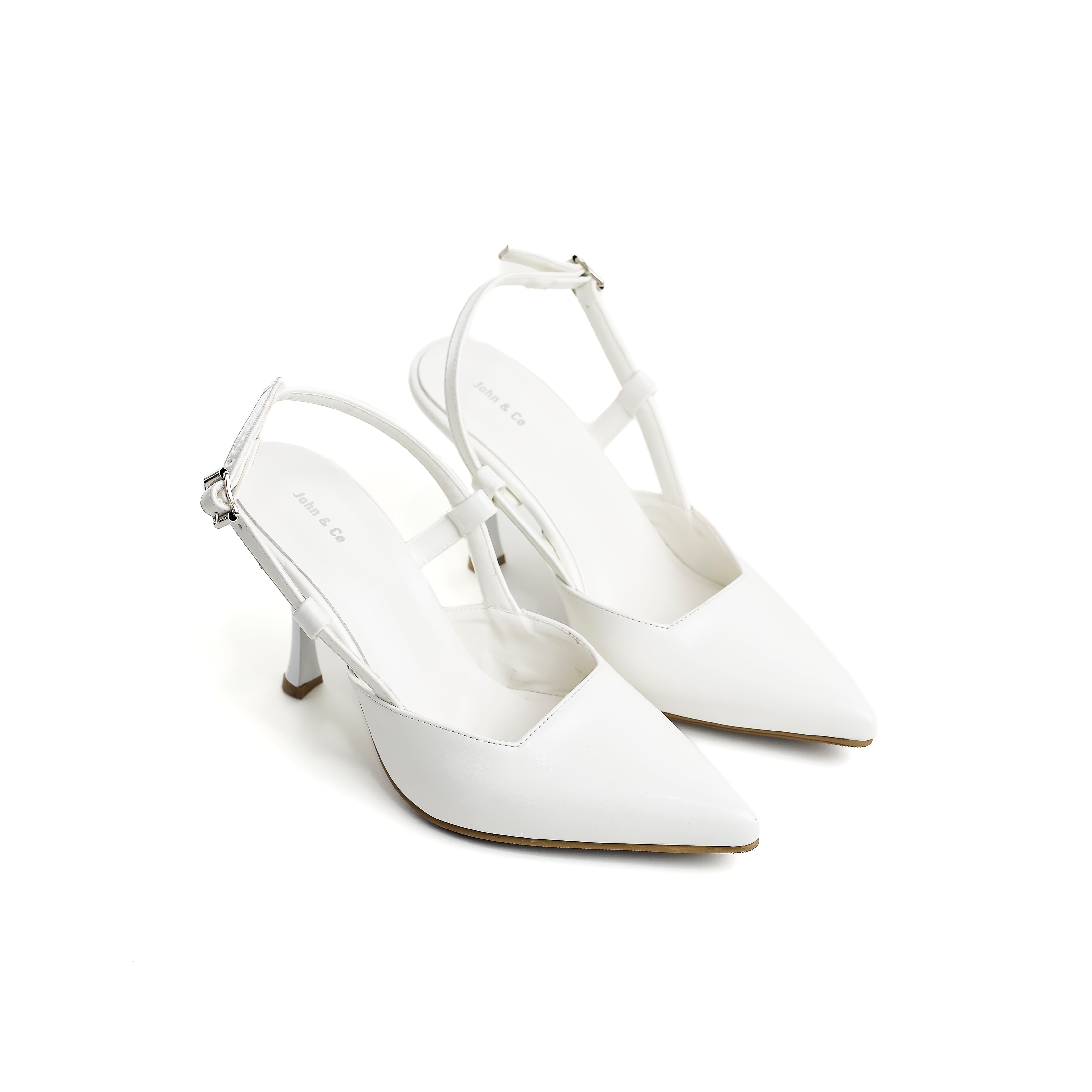 Textured Slingback Pumps White
