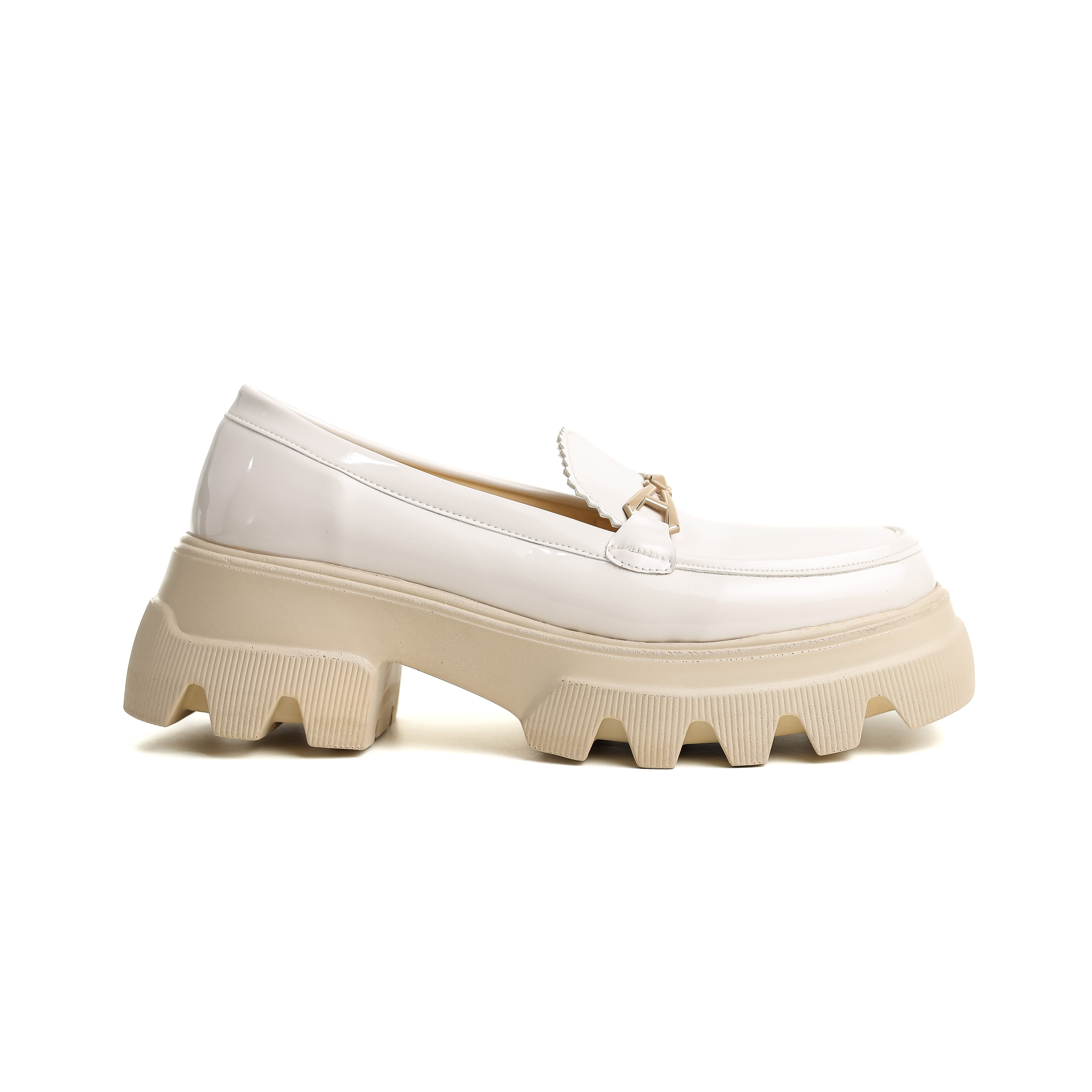 Shiny Luxe Slip-Ons Beige