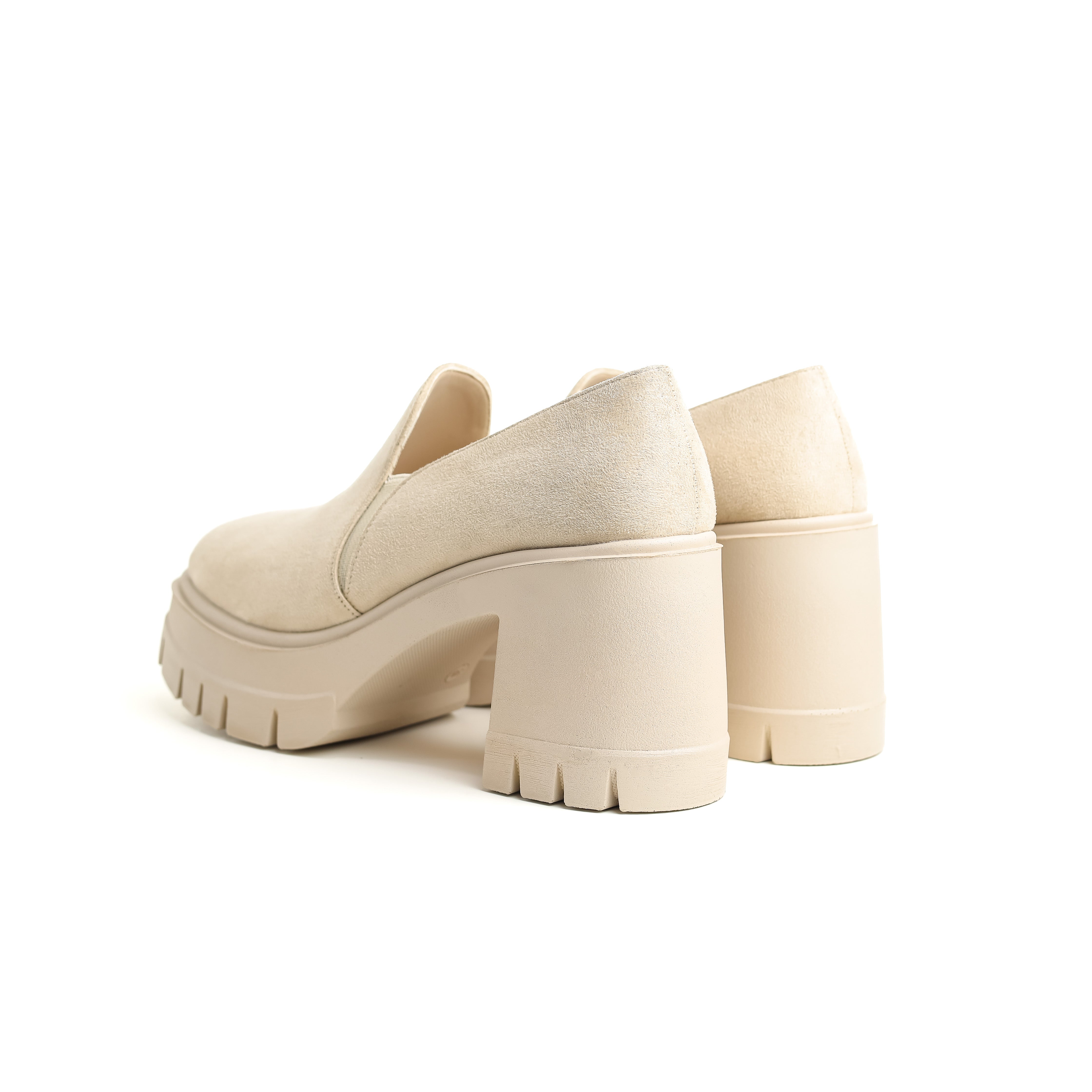 Uptown Lug-Sole Loafers Beige