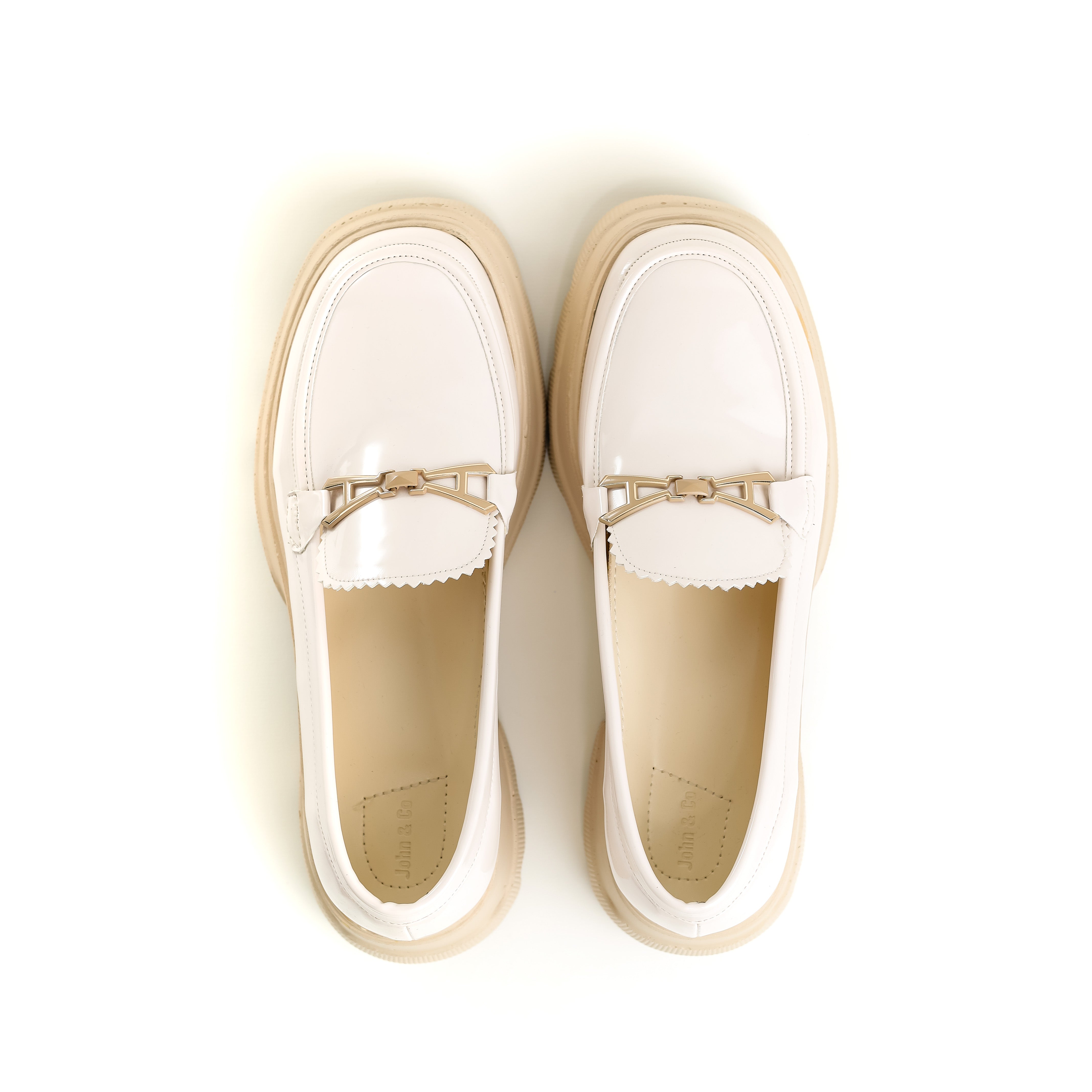 Shiny Luxe Slip-Ons Beige