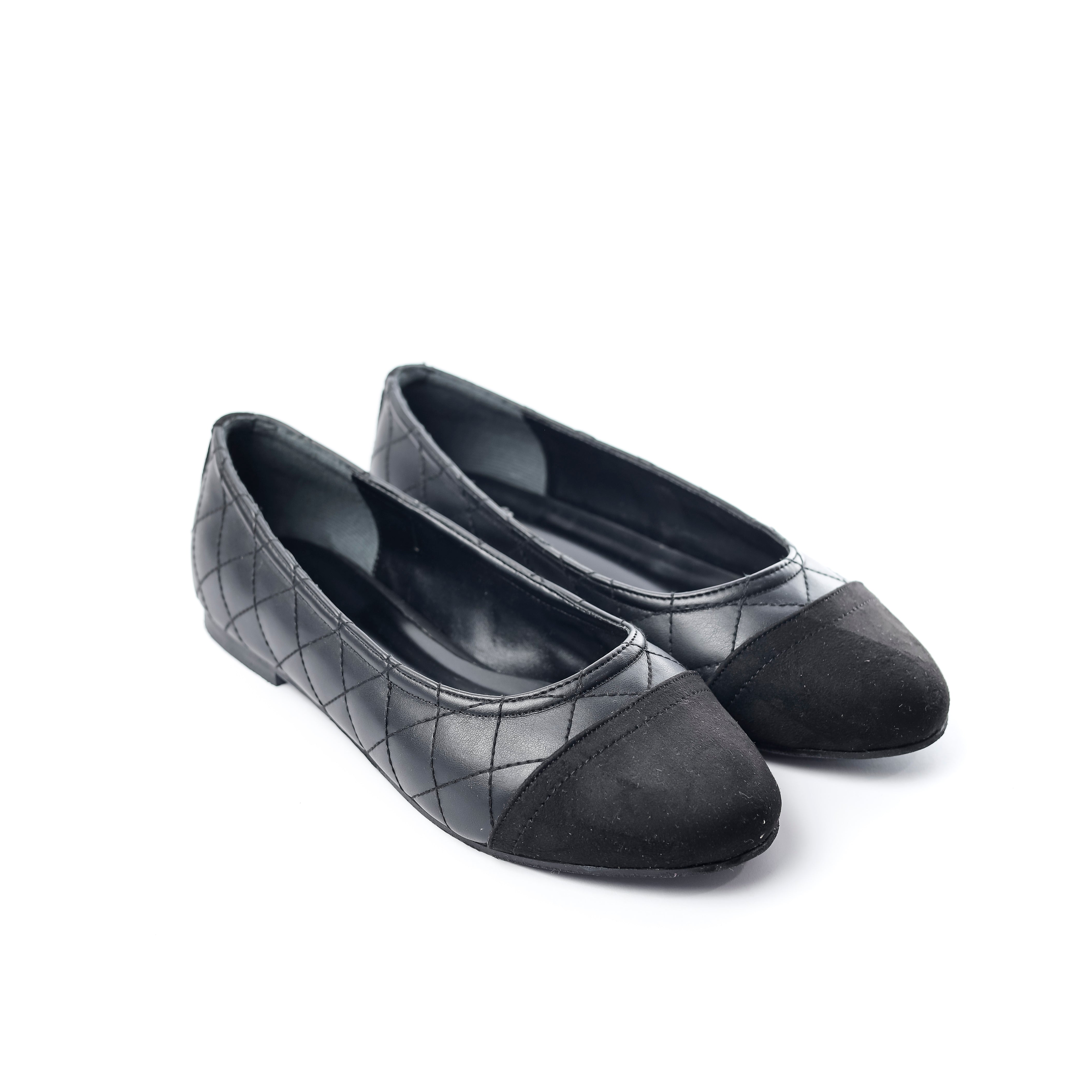 Luxury Stitch Flats Black