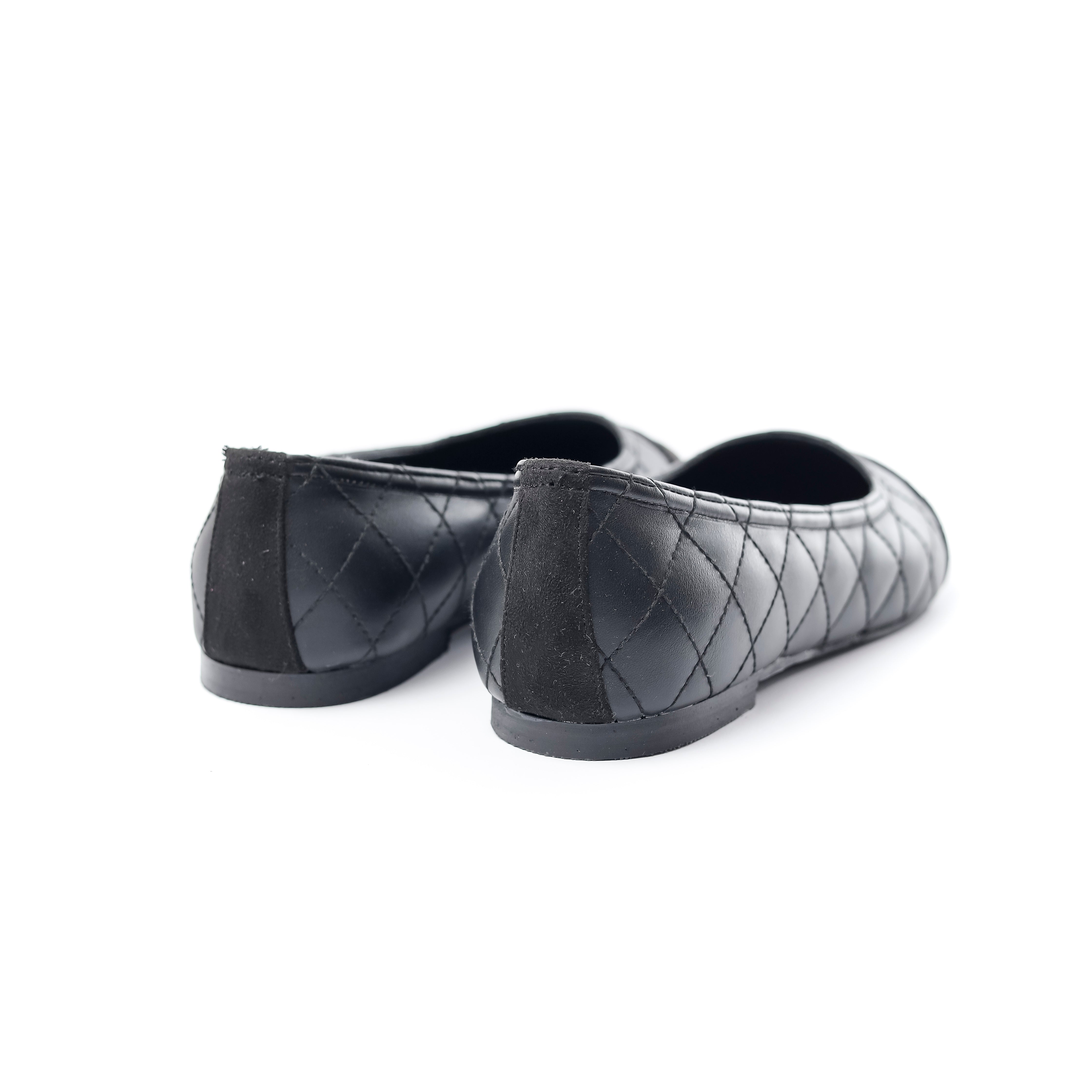 Luxury Stitch Flats Black