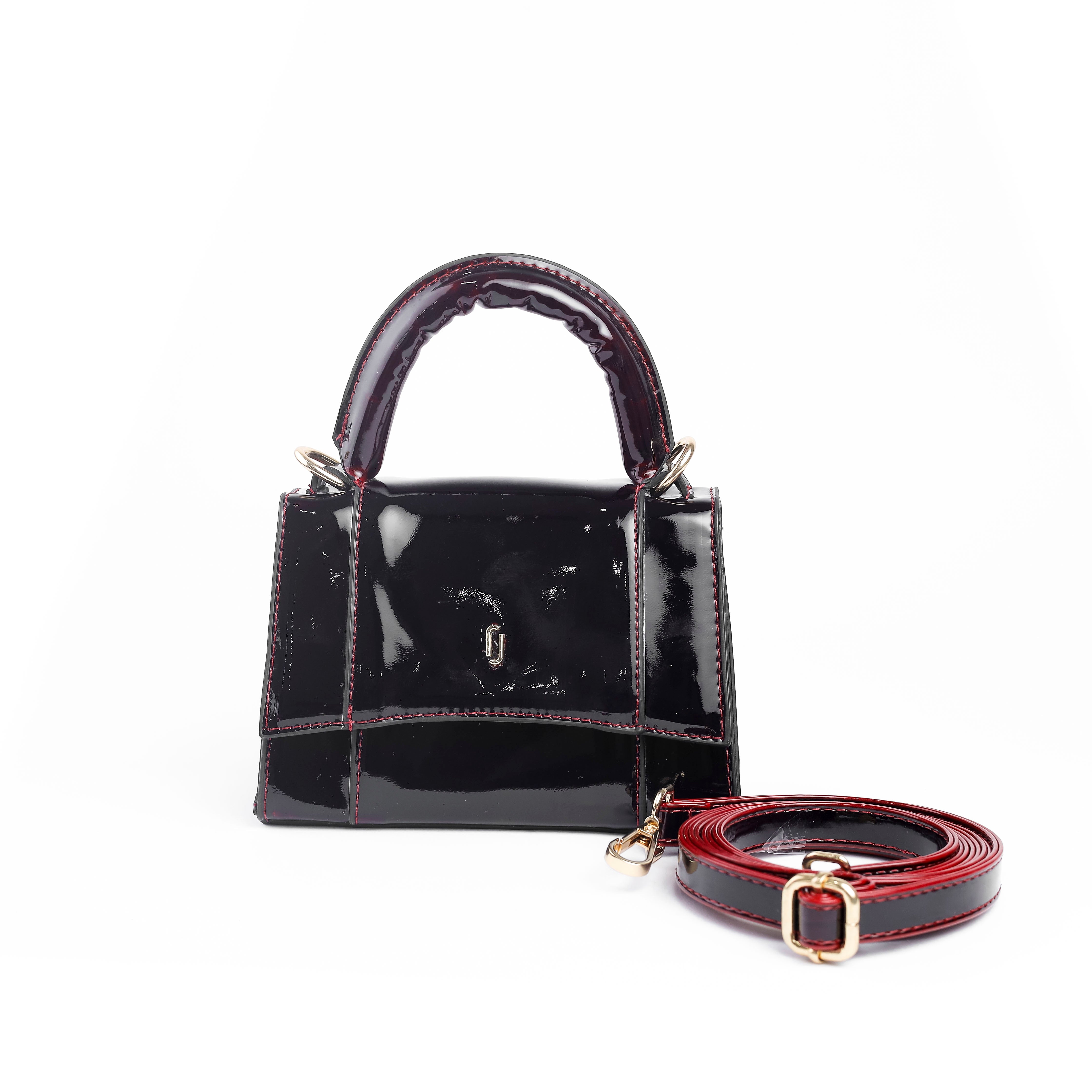 Mini Embossed Top Handle Bag Maroon