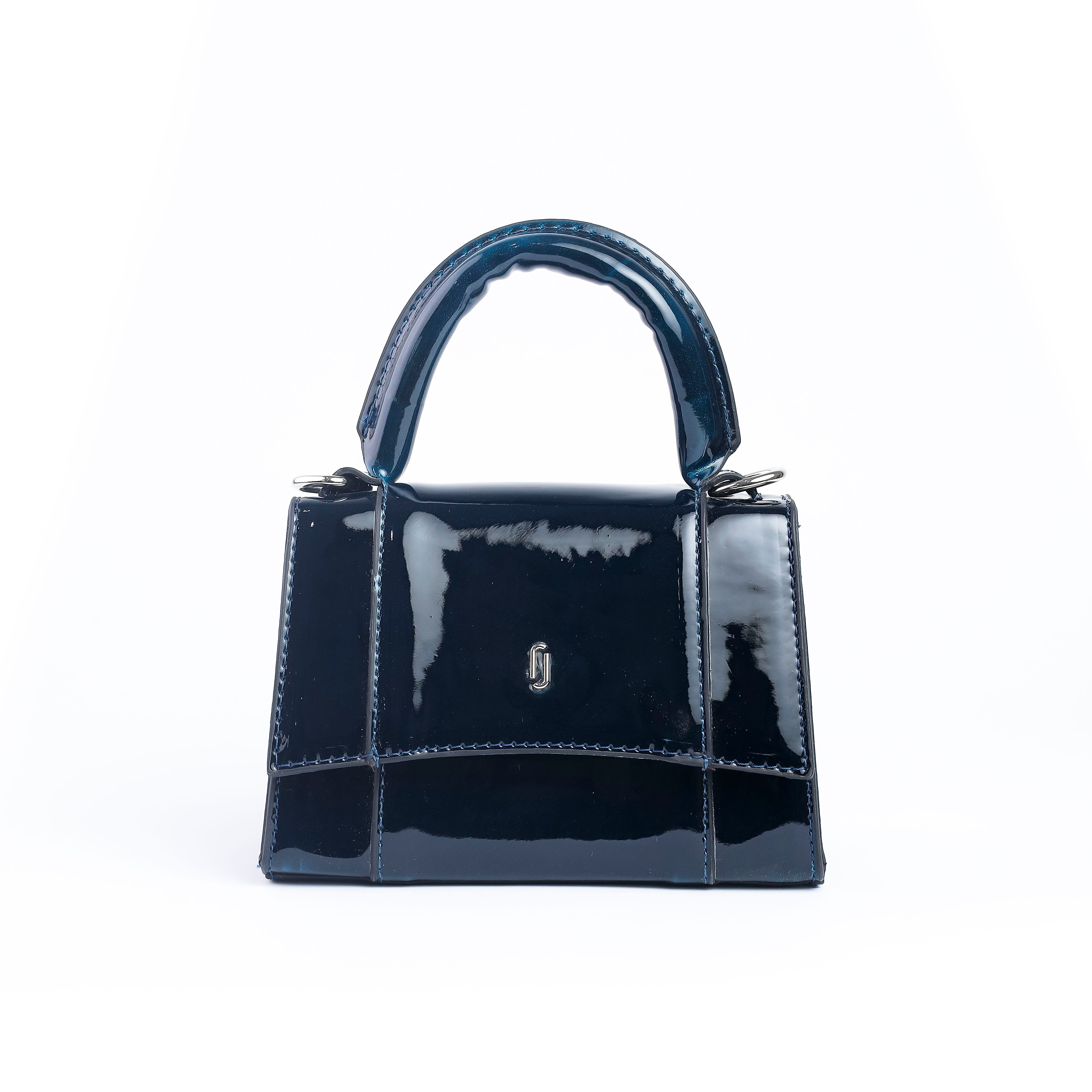 Mini Embossed Top Handle Bag Navy Blue