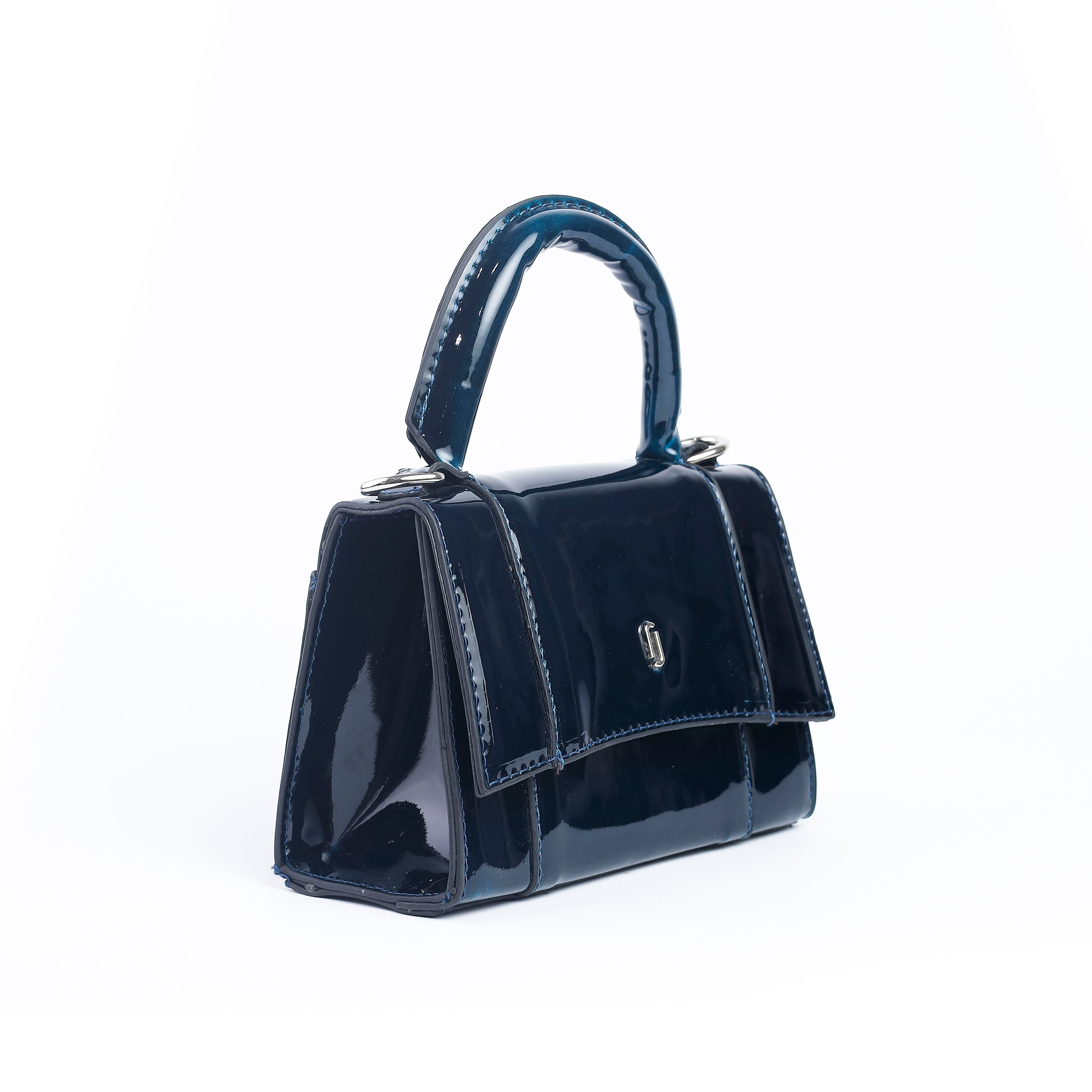 Mini Embossed Top Handle Bag Navy Blue