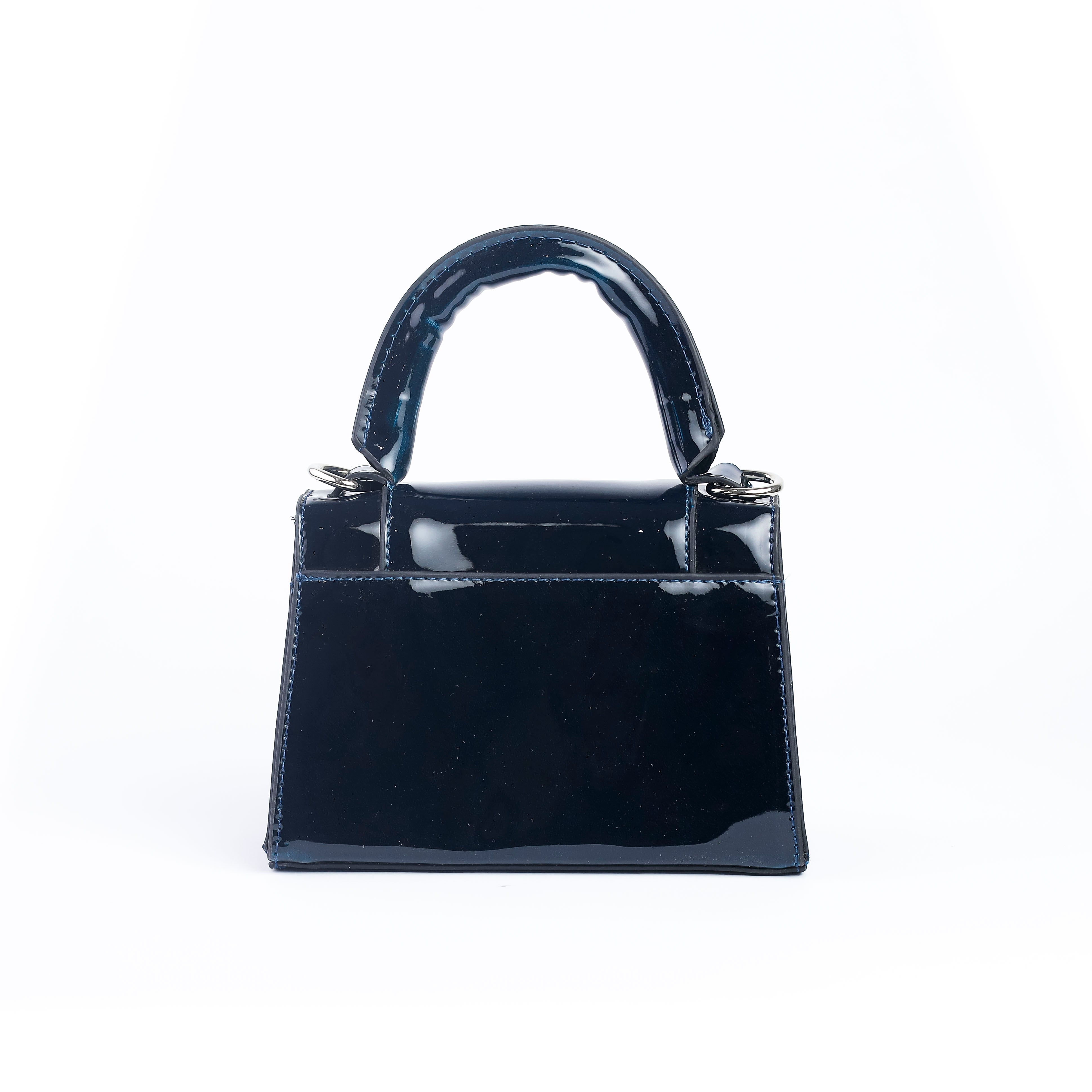 Mini Embossed Top Handle Bag Navy Blue