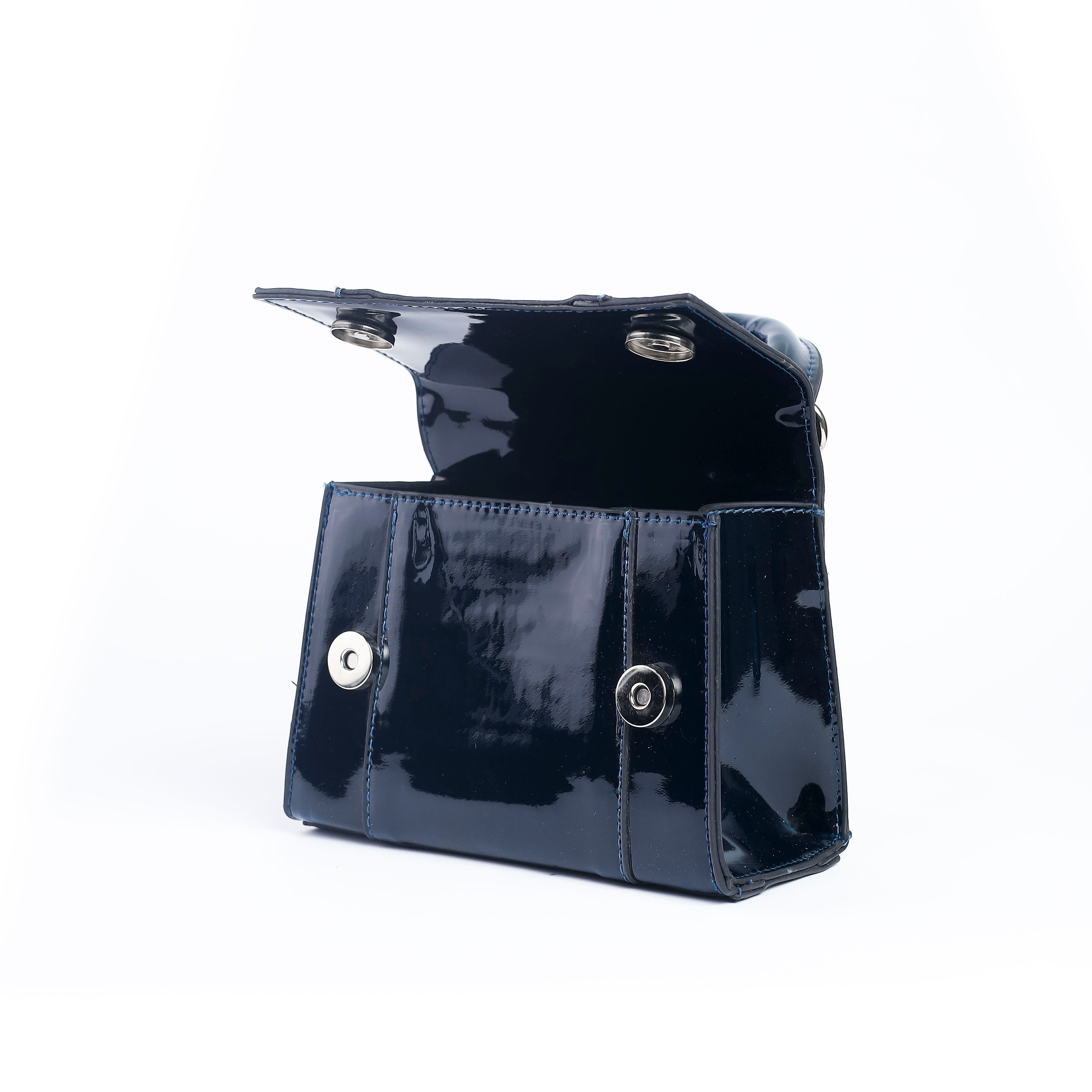 Mini Embossed Top Handle Bag Navy Blue