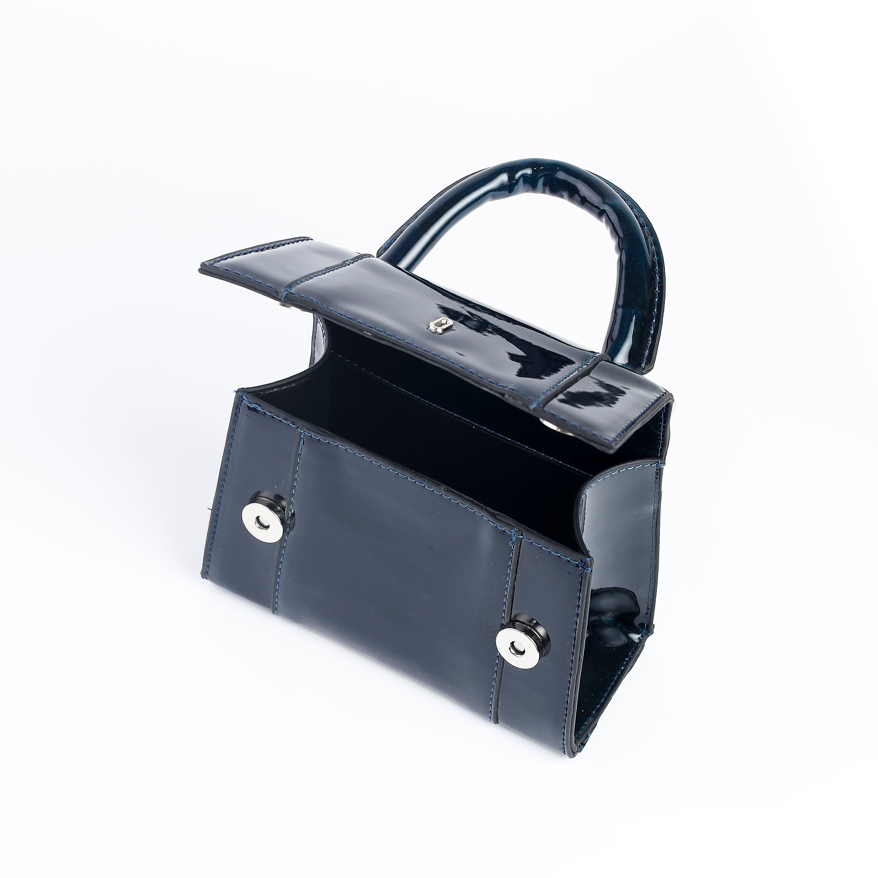 Mini Embossed Top Handle Bag Navy Blue