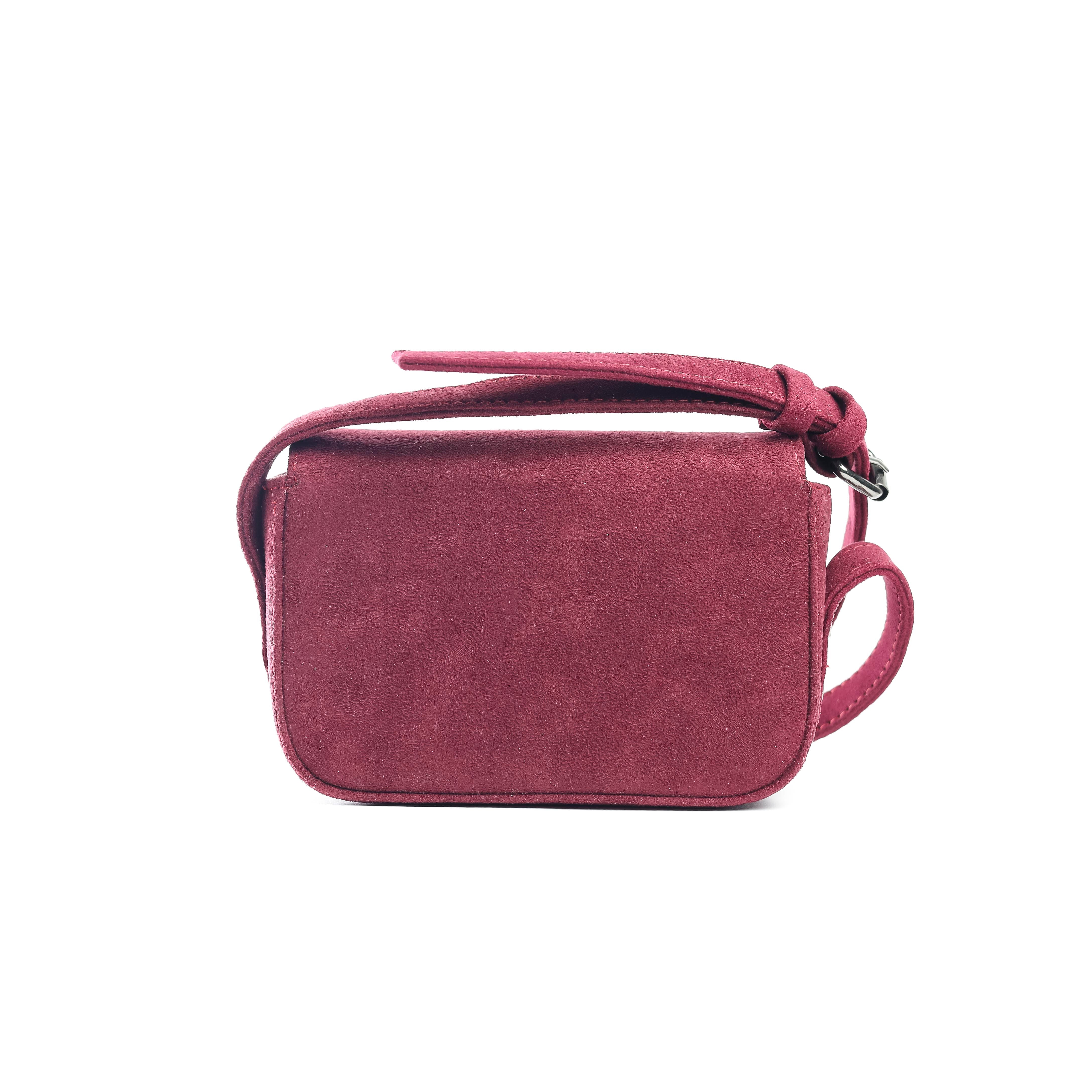 Suede Snap Satchel Burgundy