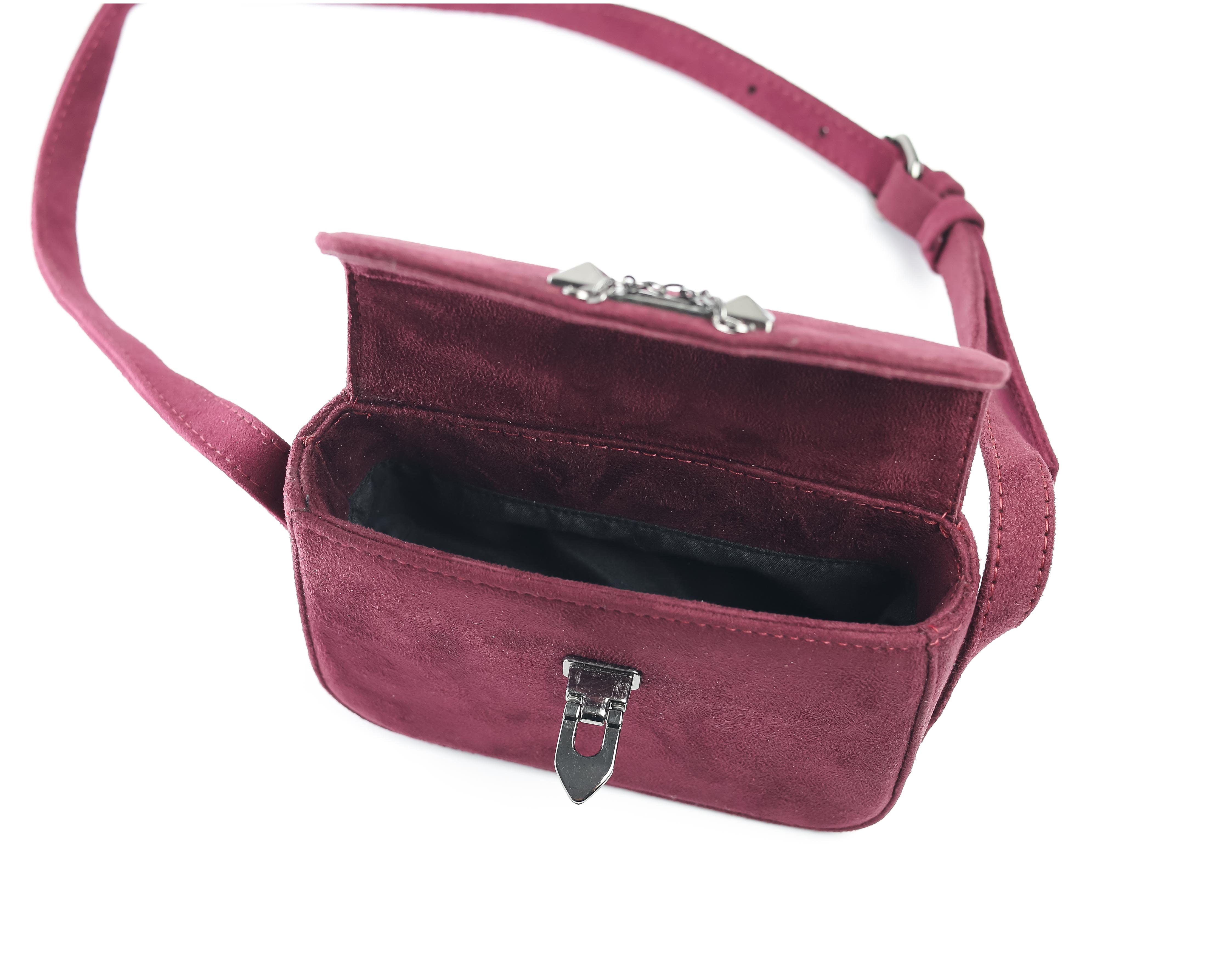 Suede Snap Satchel Burgundy