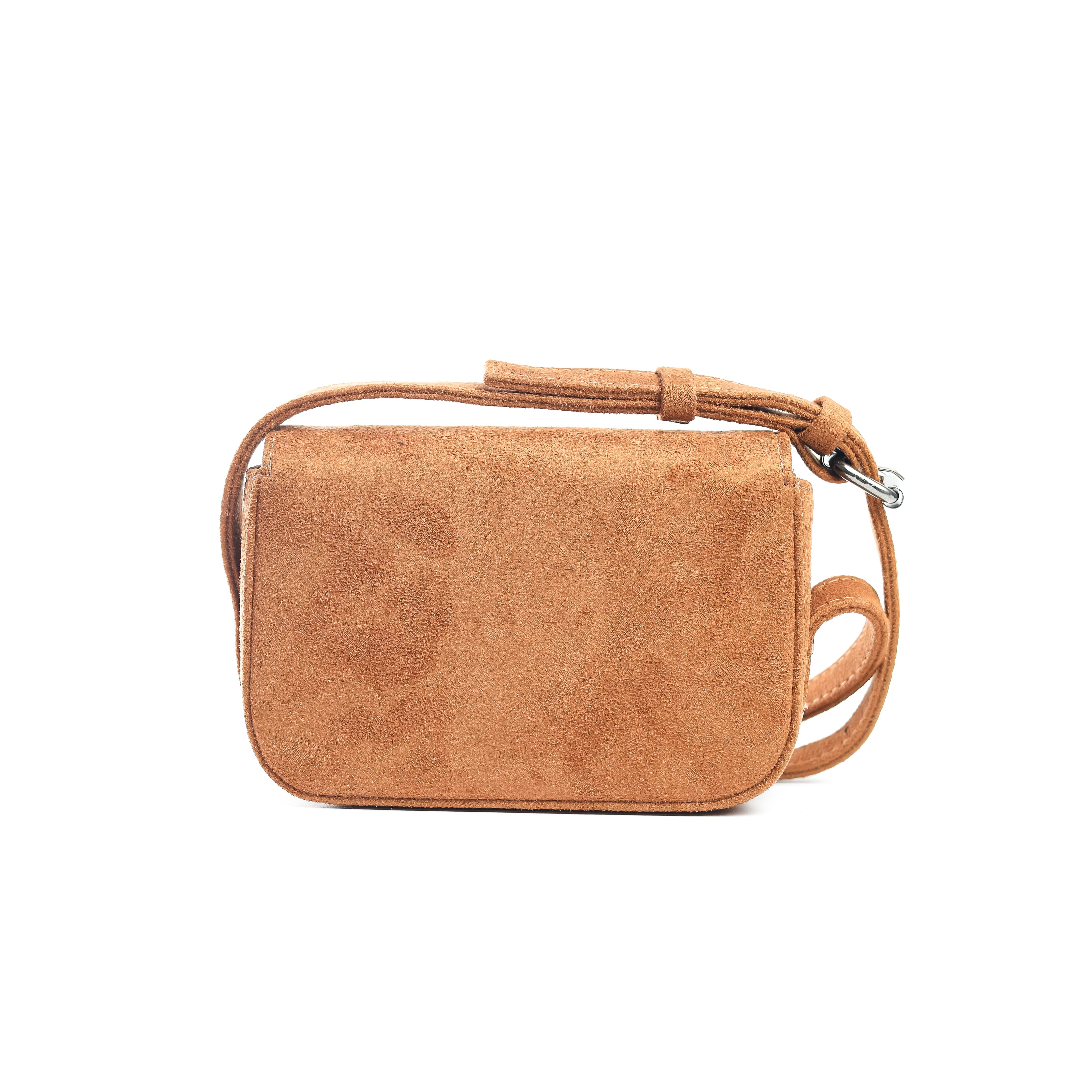 Suede Snap Satchel Havane