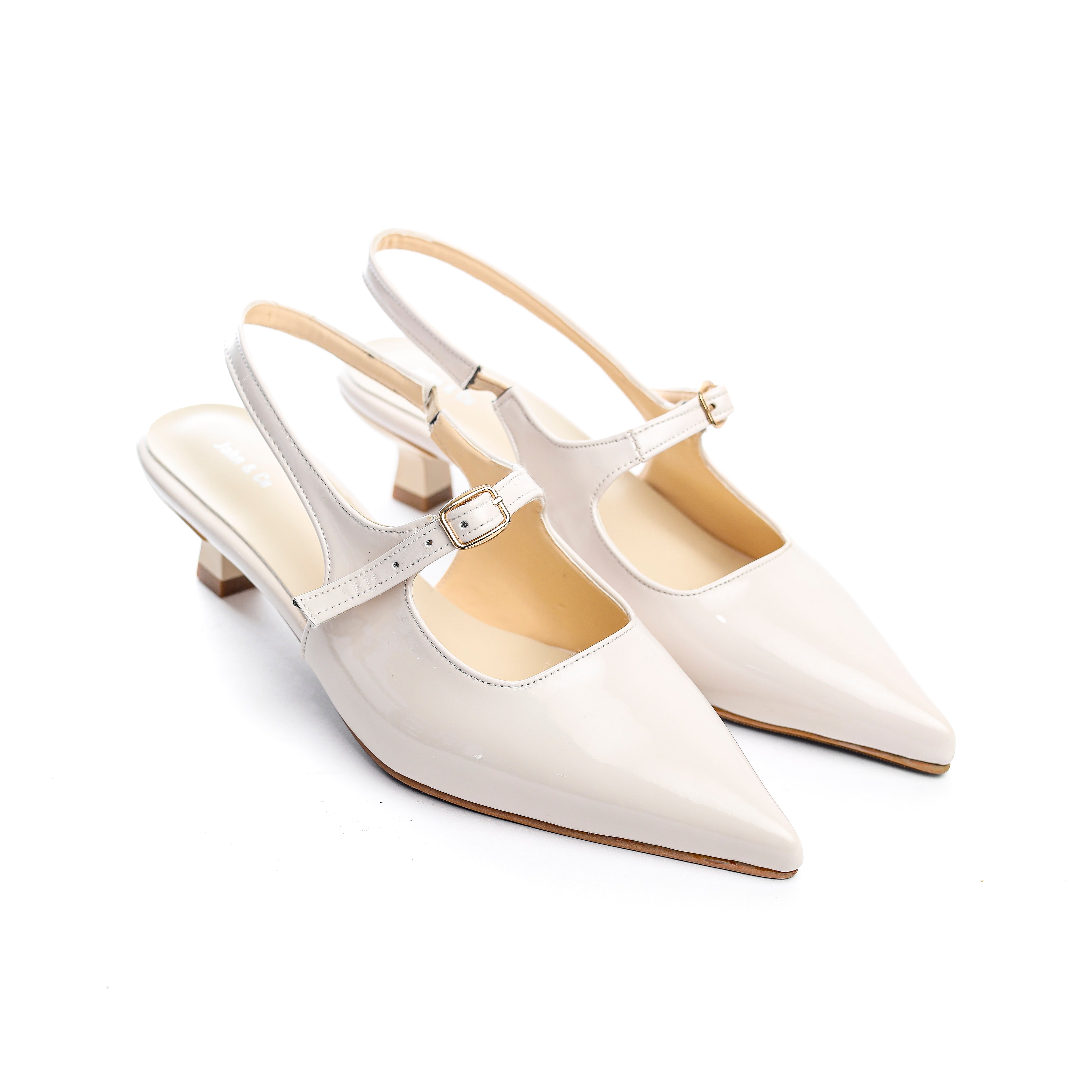 Clara Luxe Patent Slingback Beige