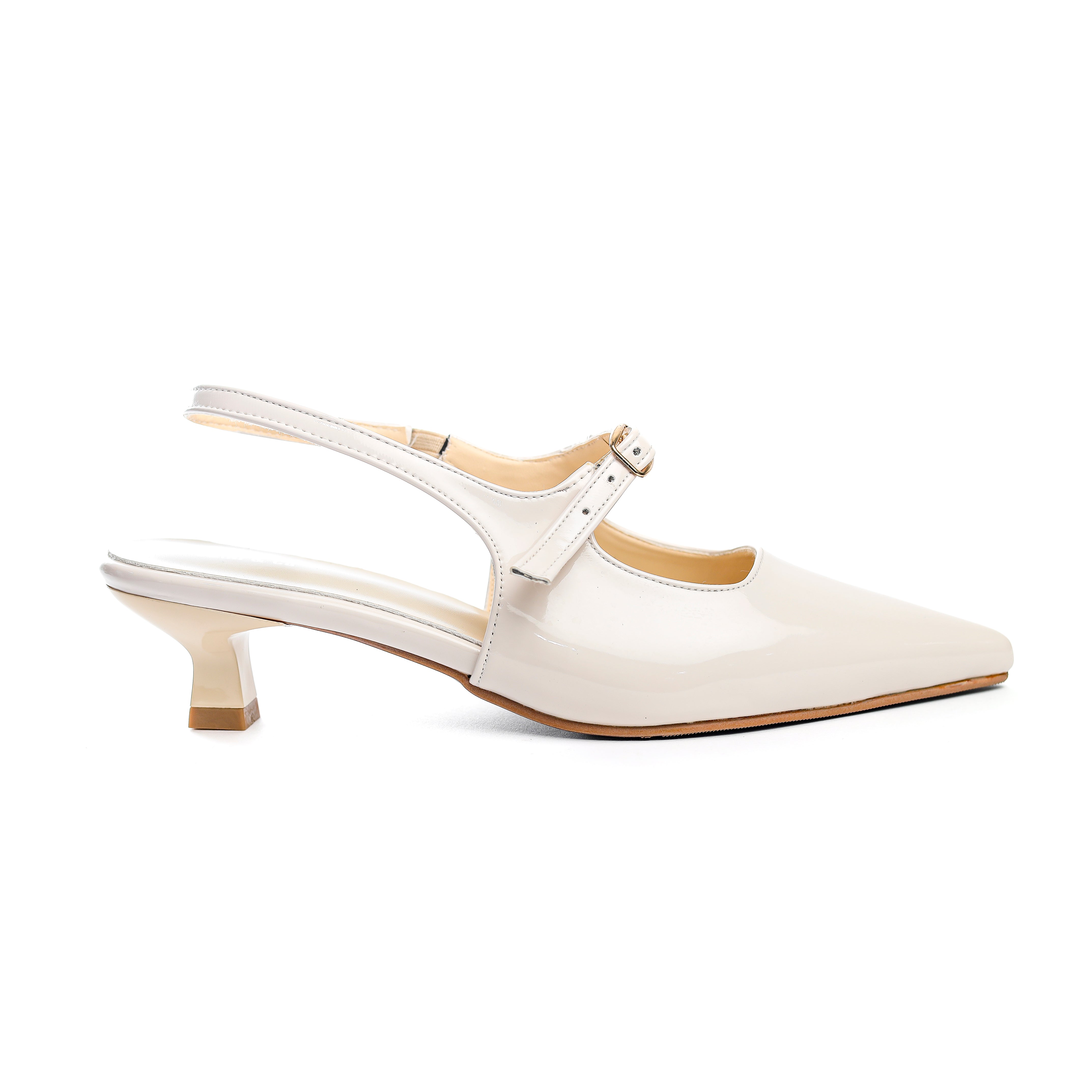 Clara Luxe Patent Slingback Beige