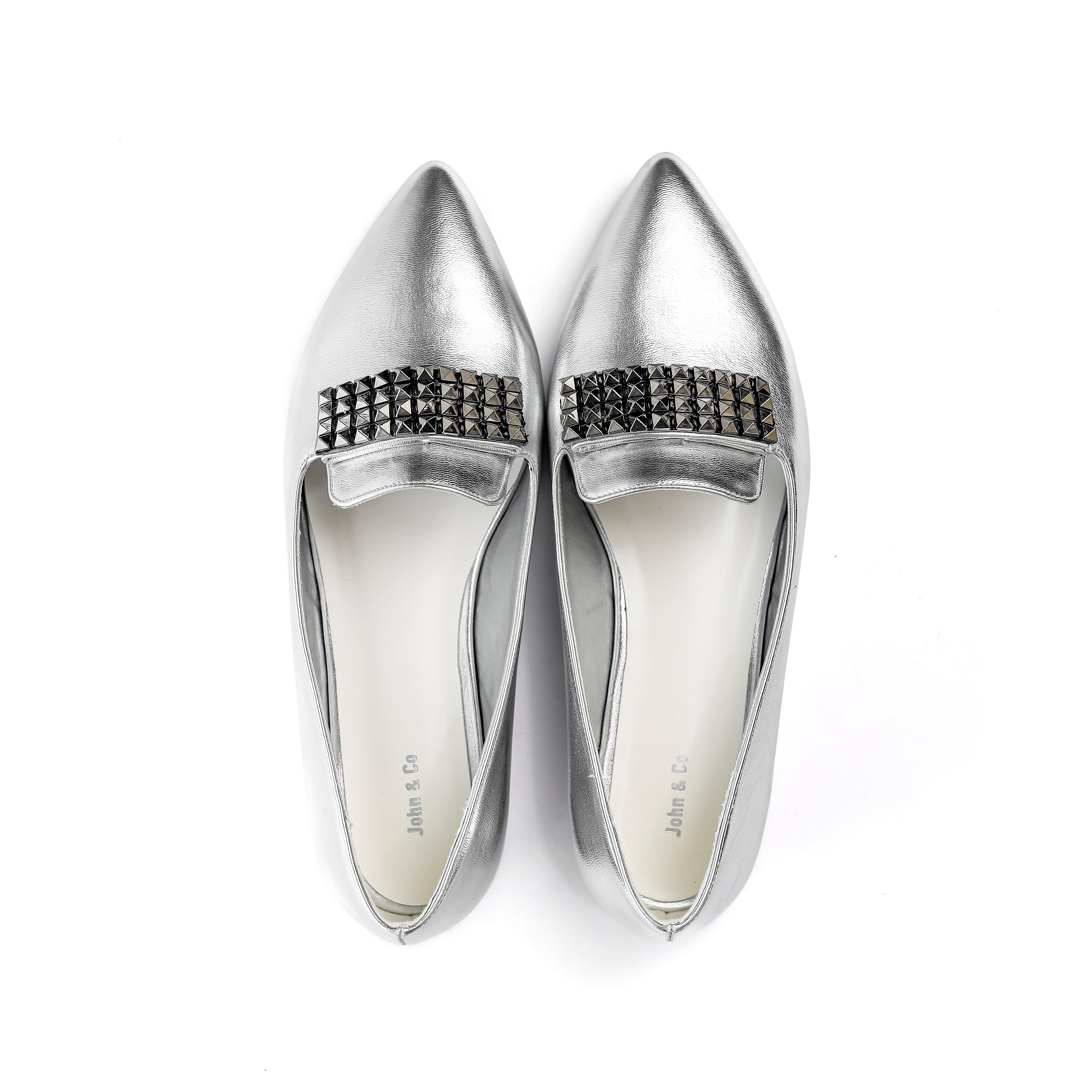 Studded Metallic Loafer Silver