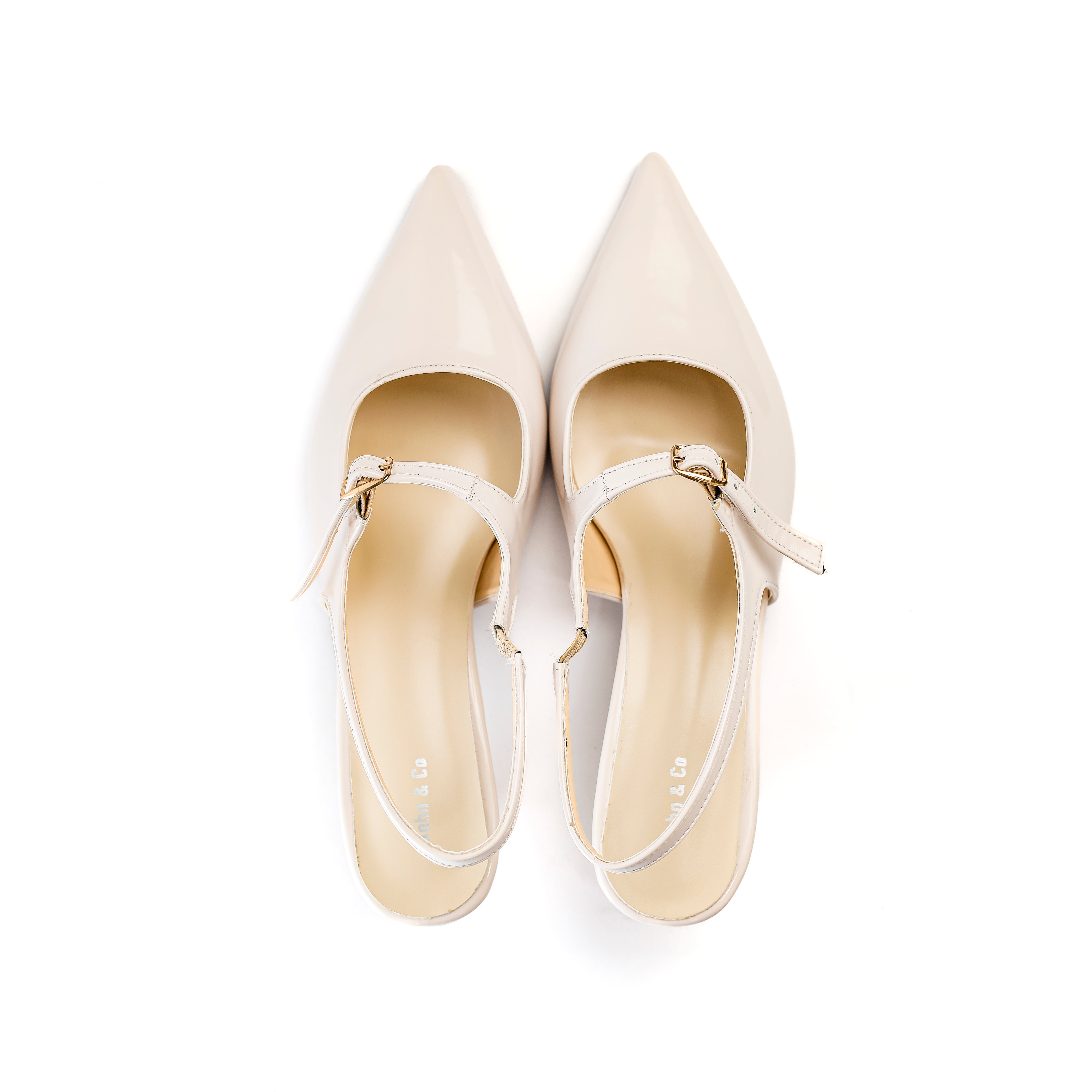Clara Luxe Patent Slingback Beige
