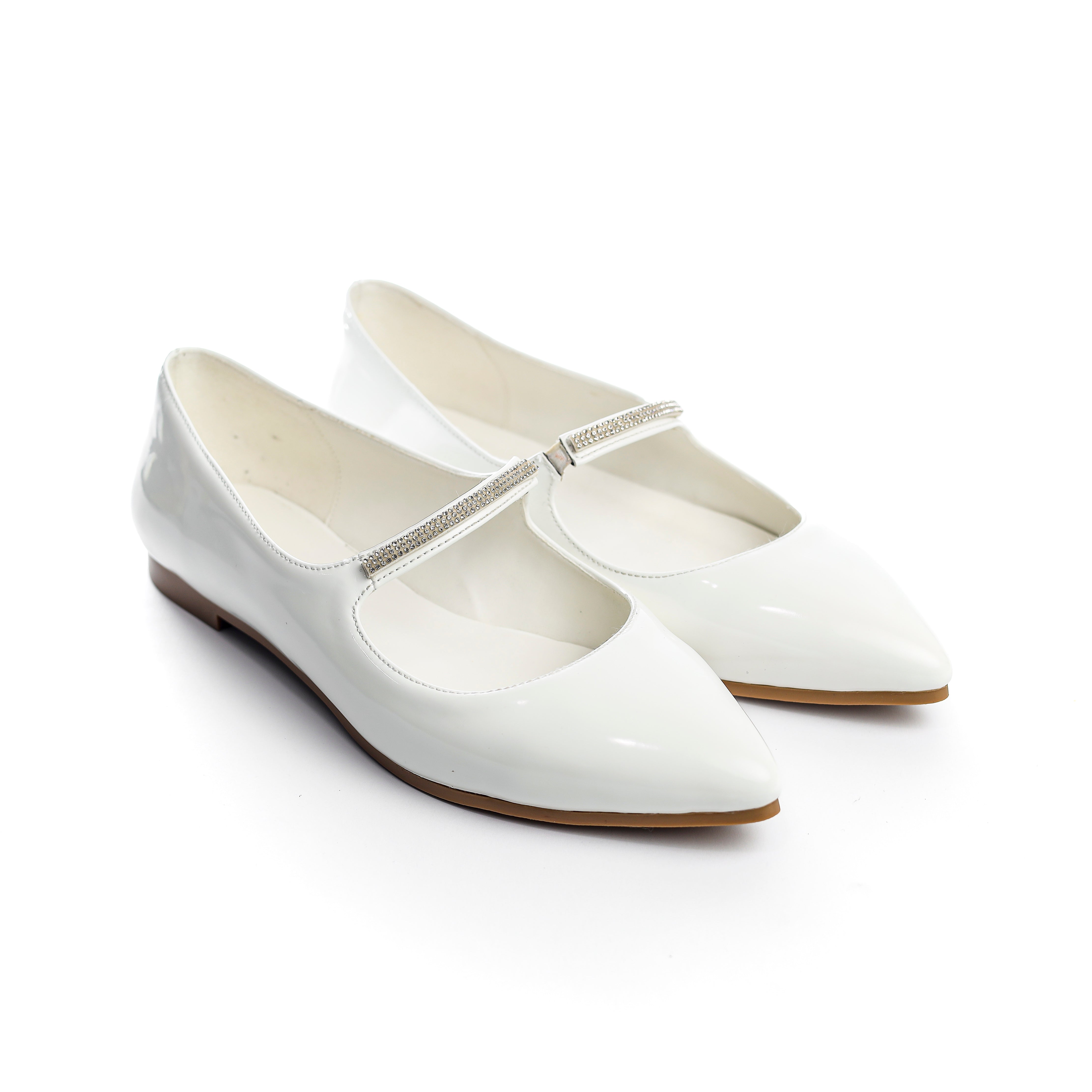 Crystal Bloom Flats White
