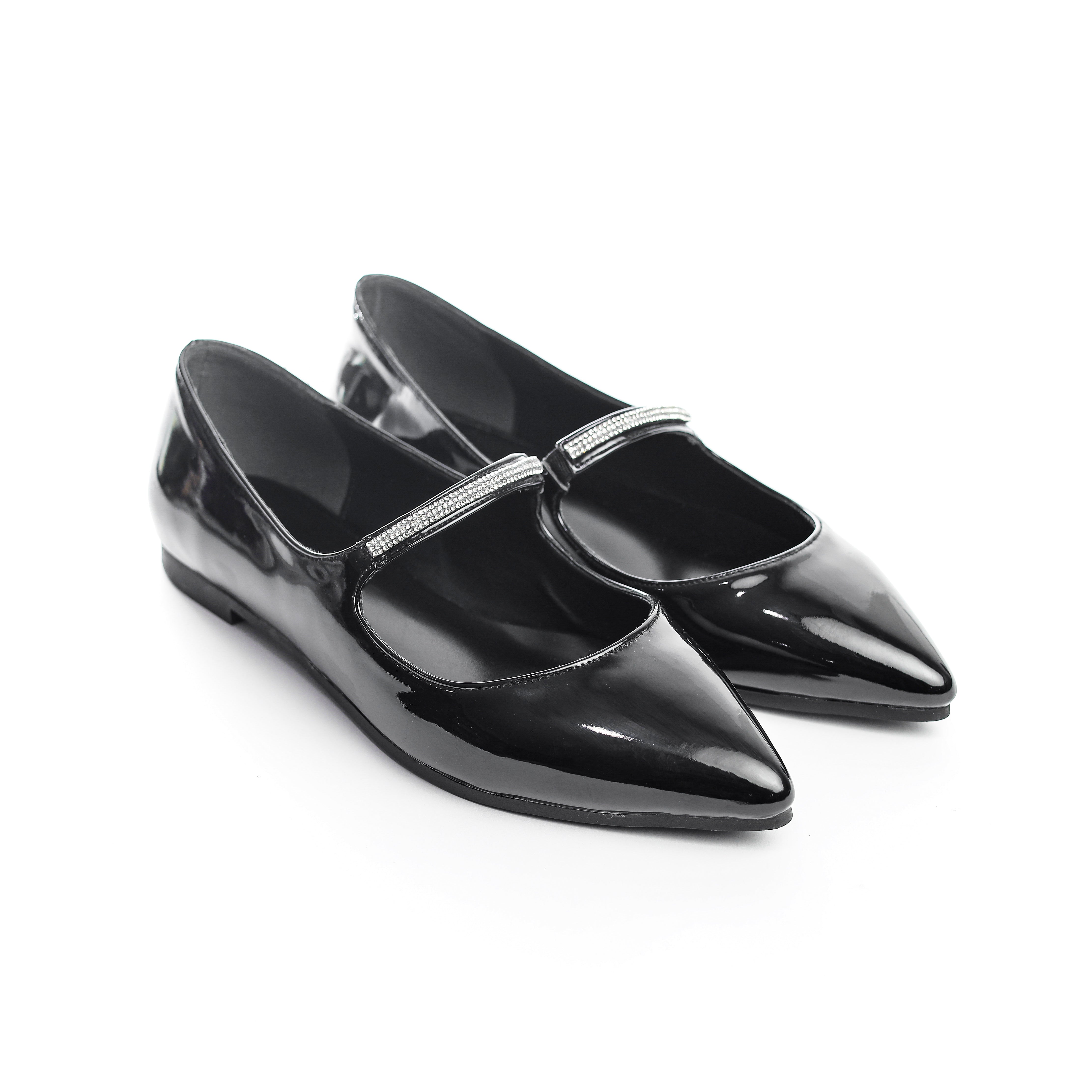 Crystal Bloom Flats Black