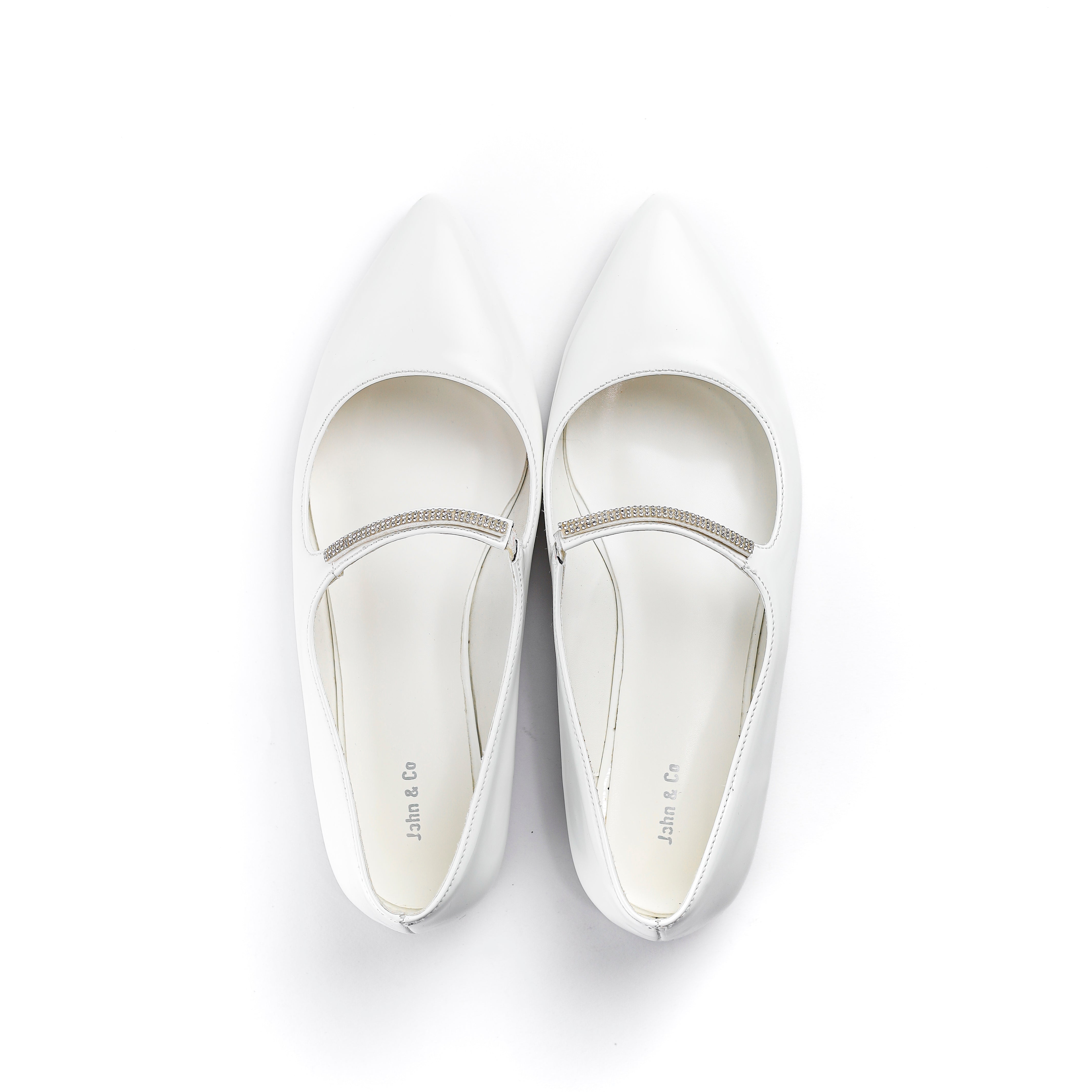 Crystal Bloom Flats White