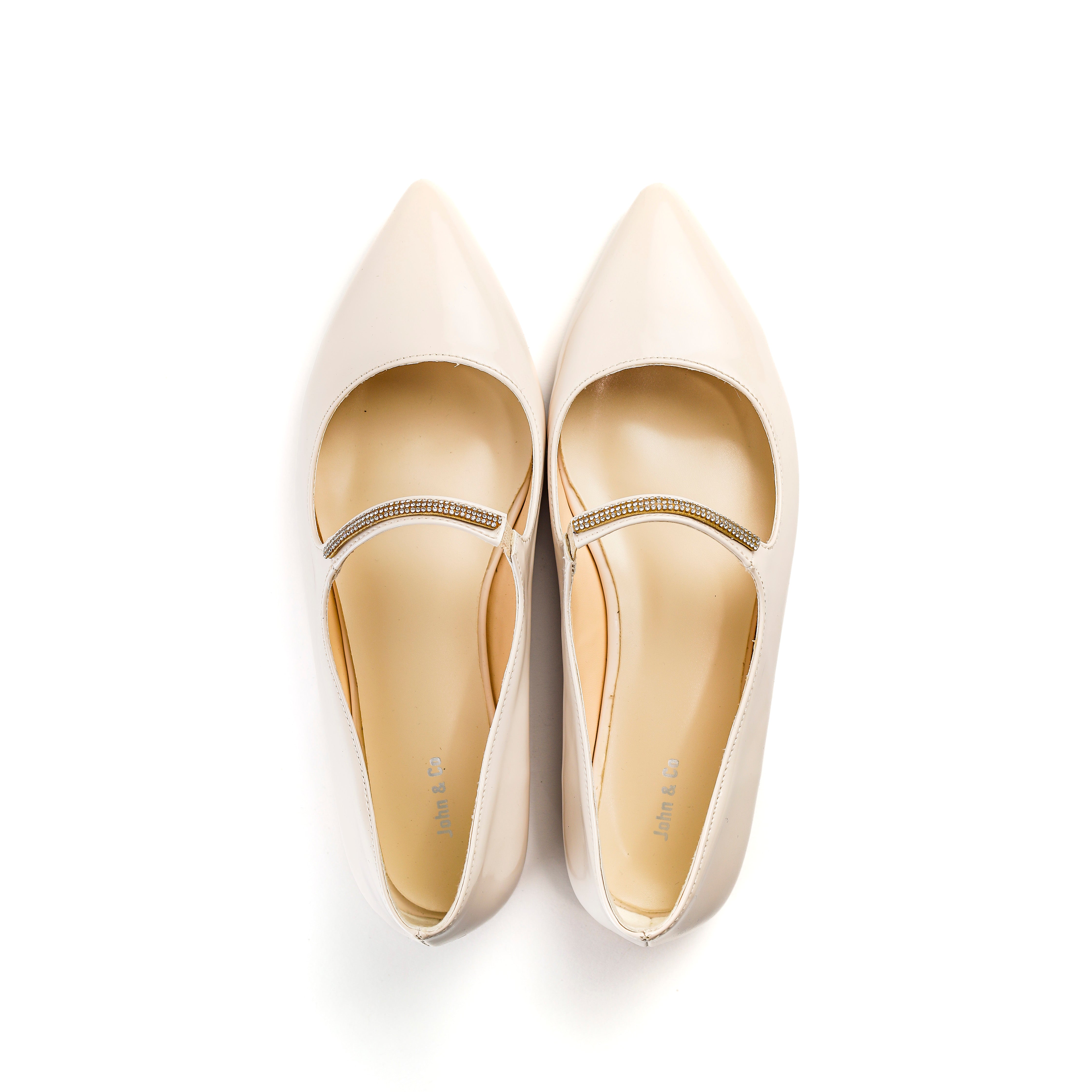 Crystal Bloom Flats Beige