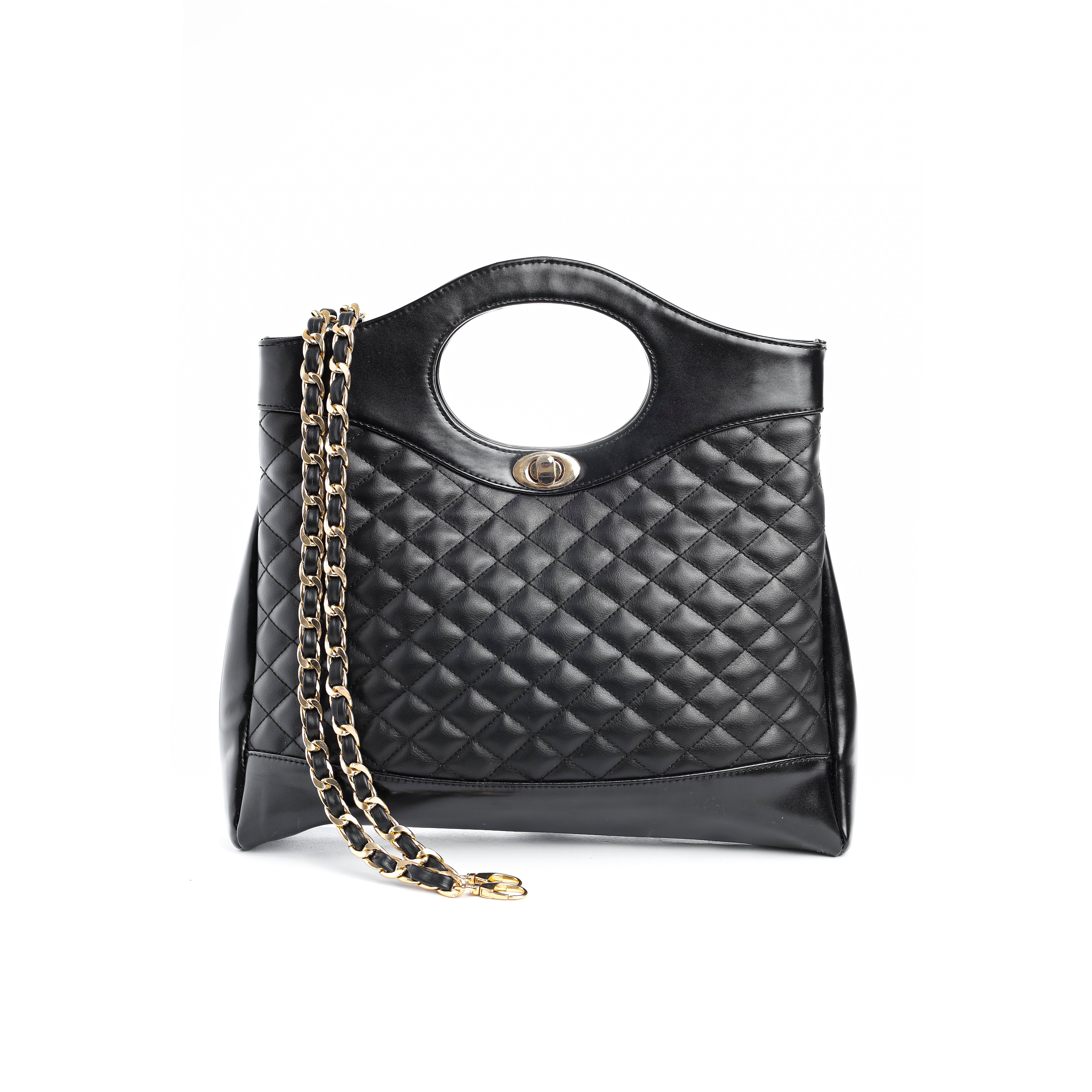 Quilted Glamour Shopper Black