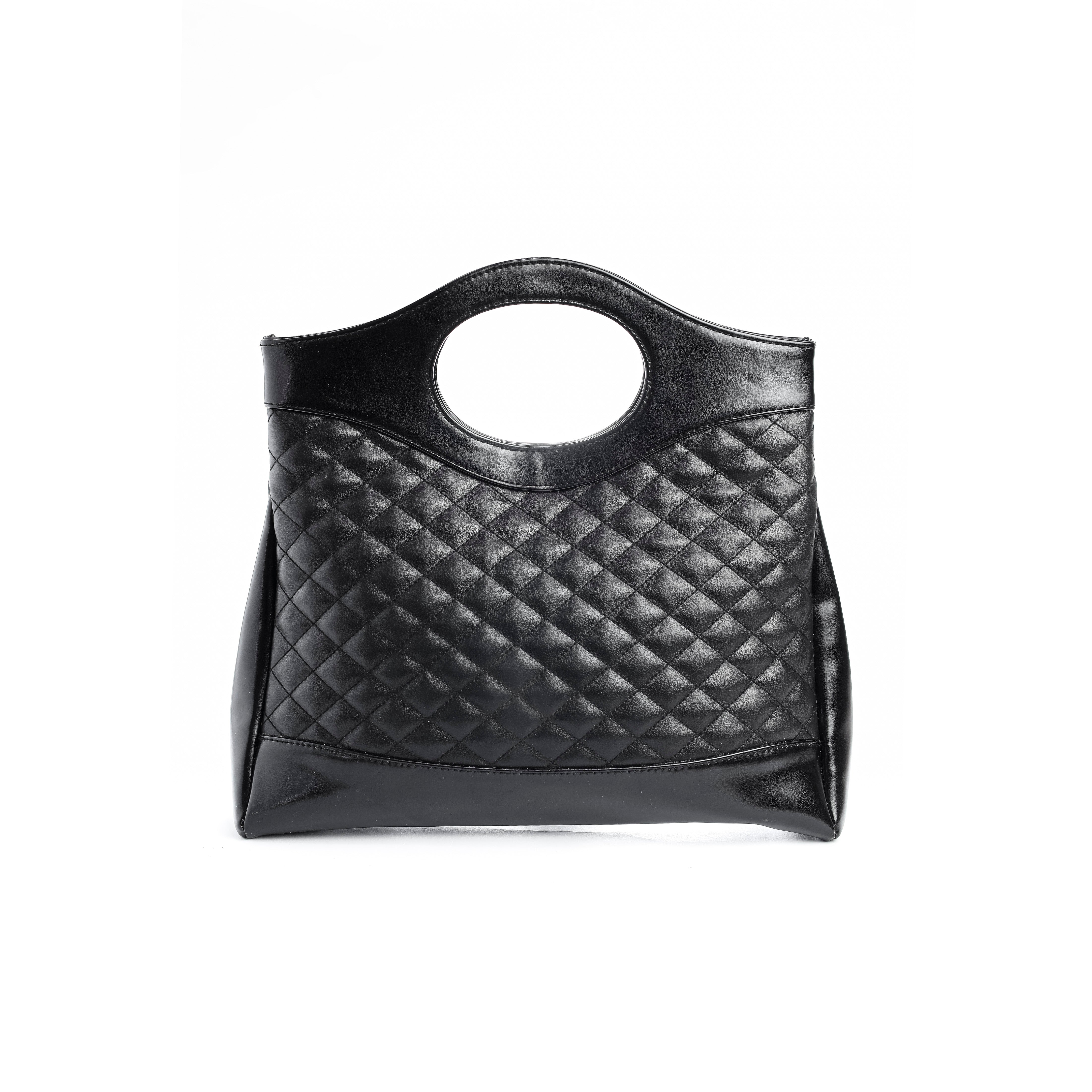 Quilted Glamour Shopper Black