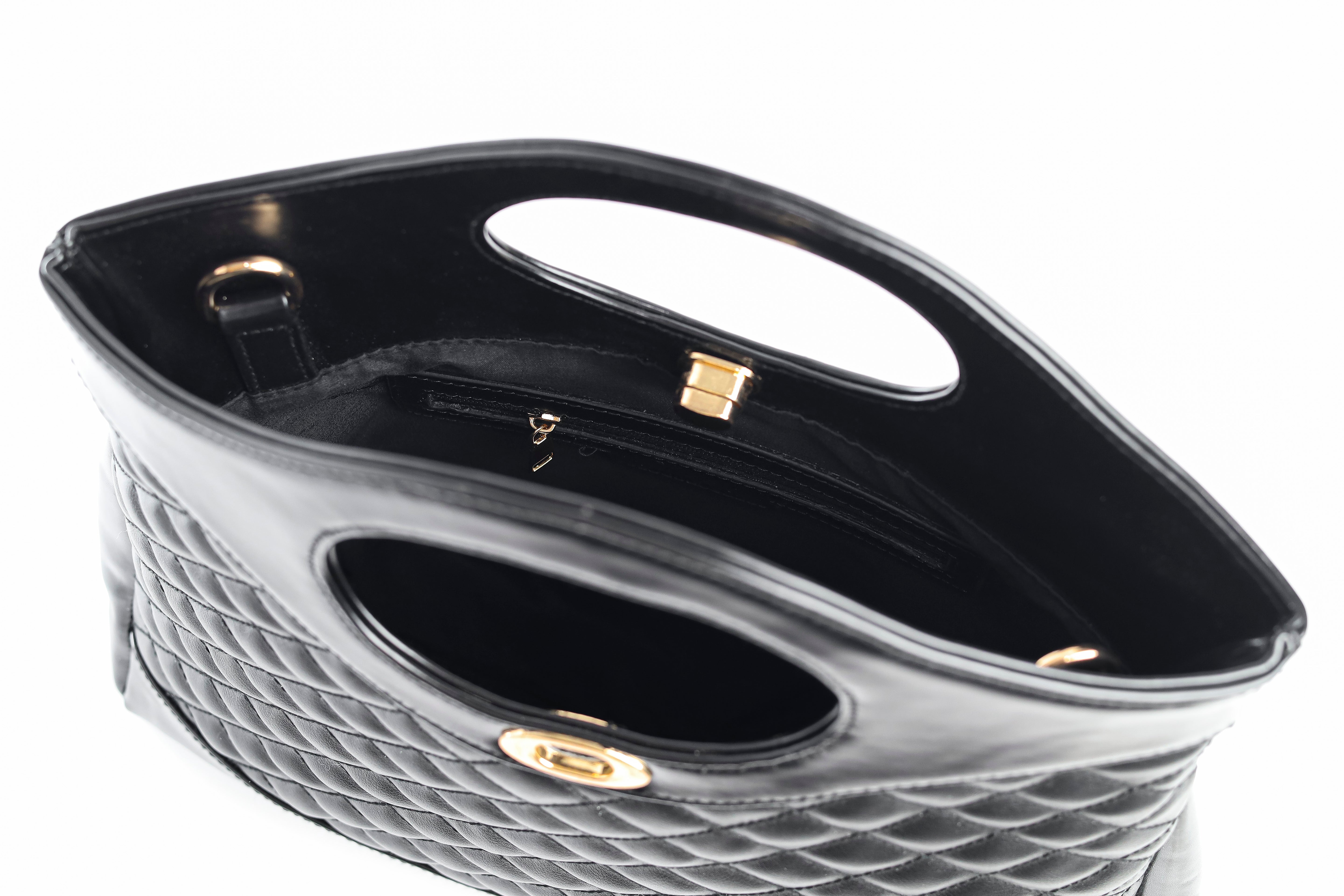 Quilted Glamour Shopper Black