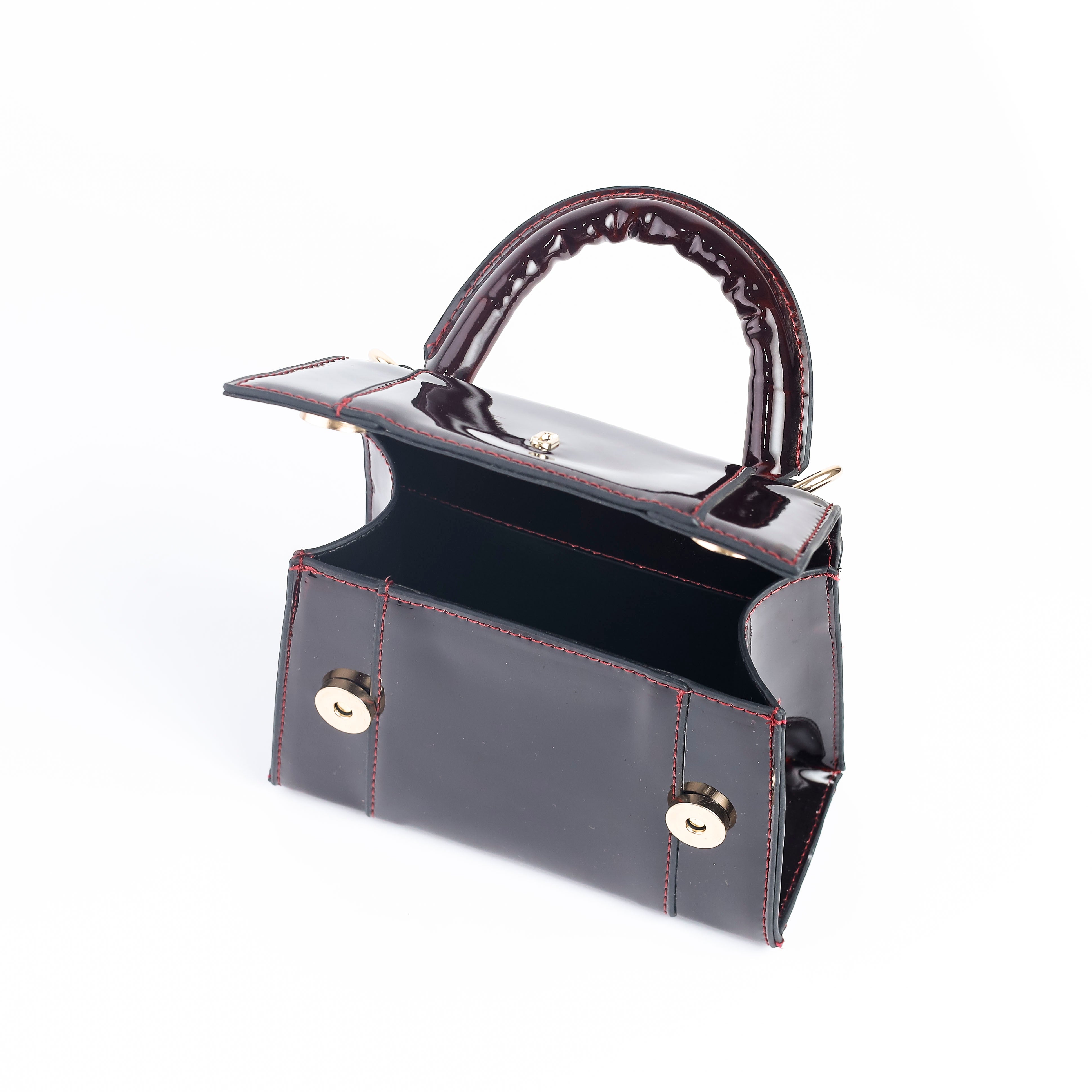 Mini Embossed Top Handle Bag Maroon