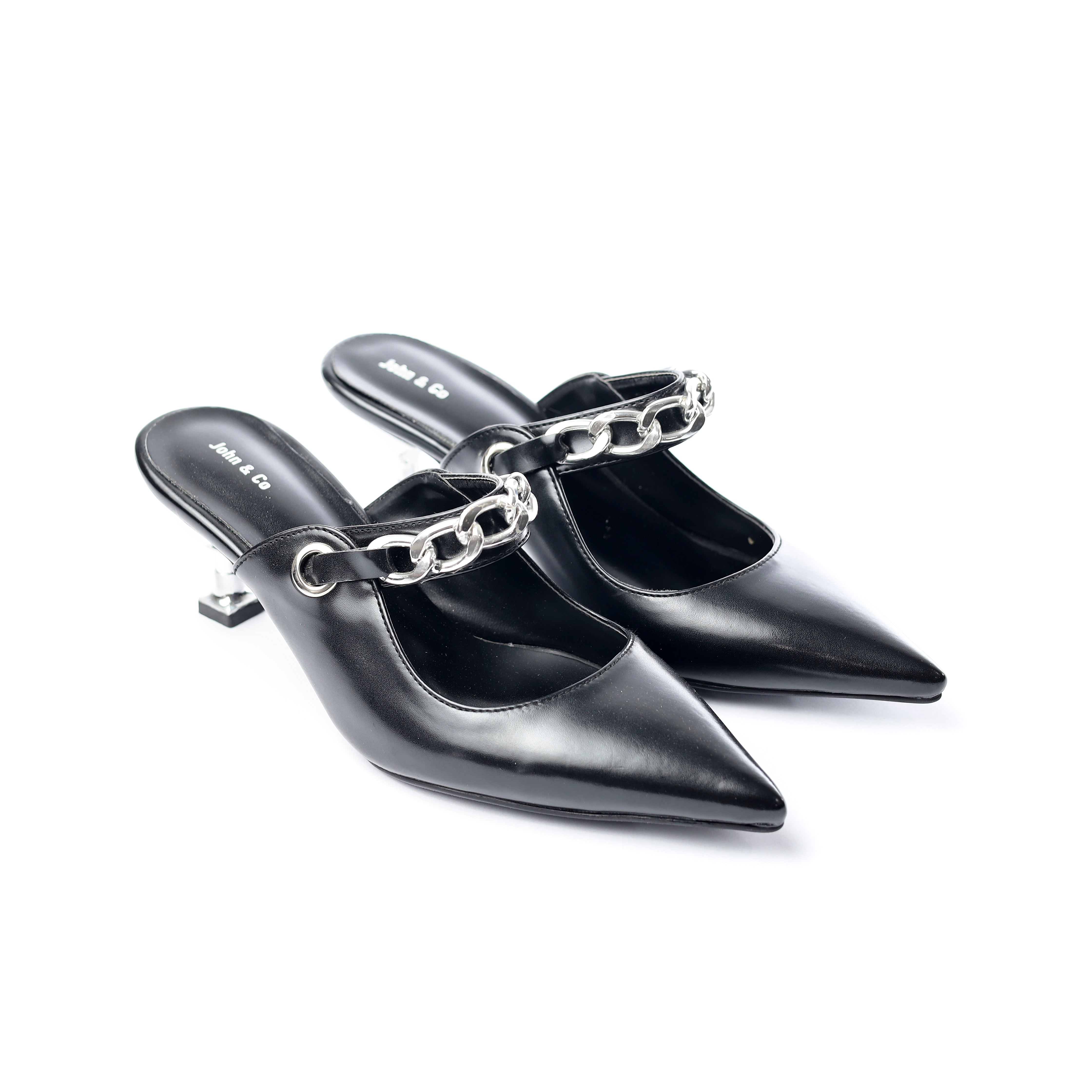 Luxury Chain Accent Mules Black