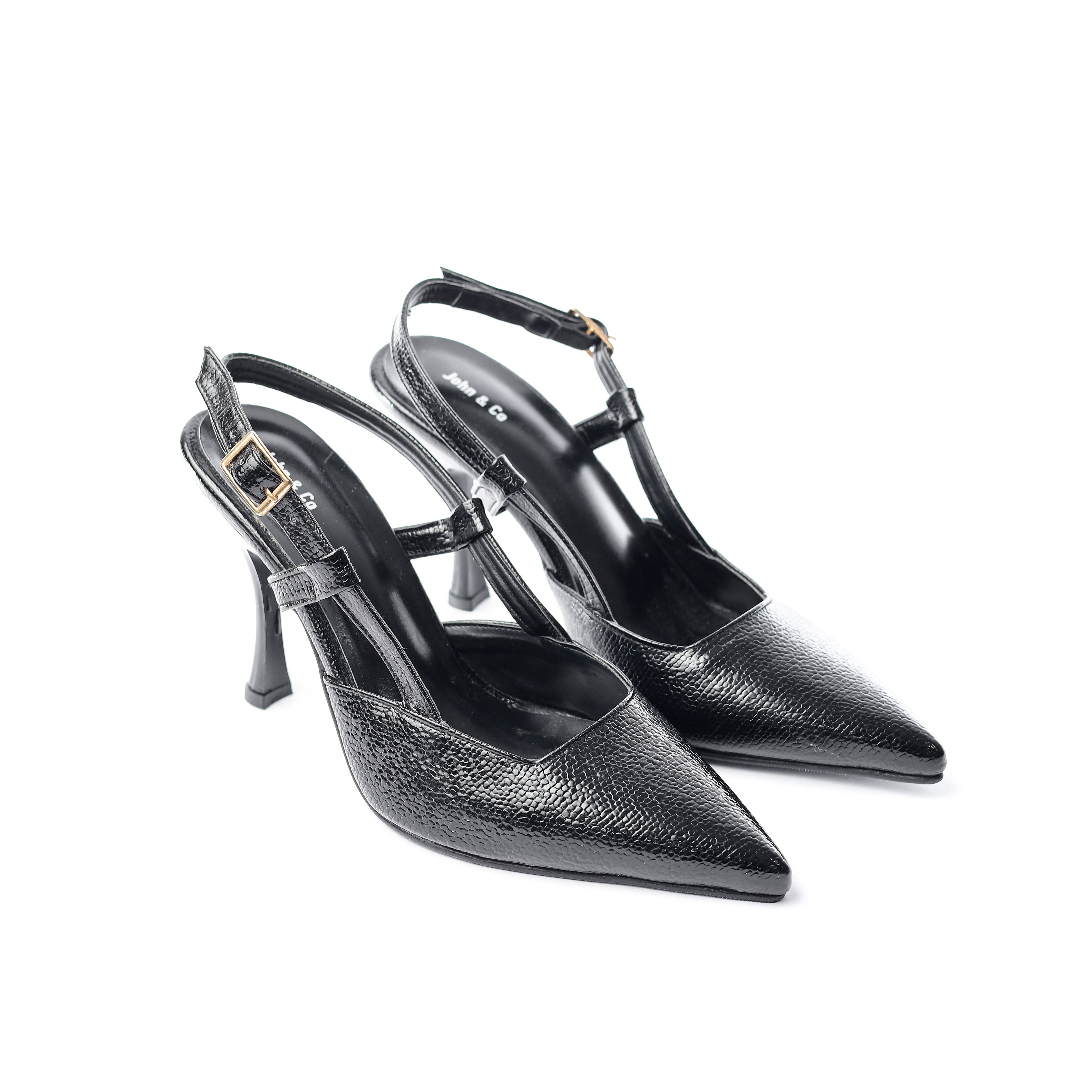 Textured Slingback Pumps Black