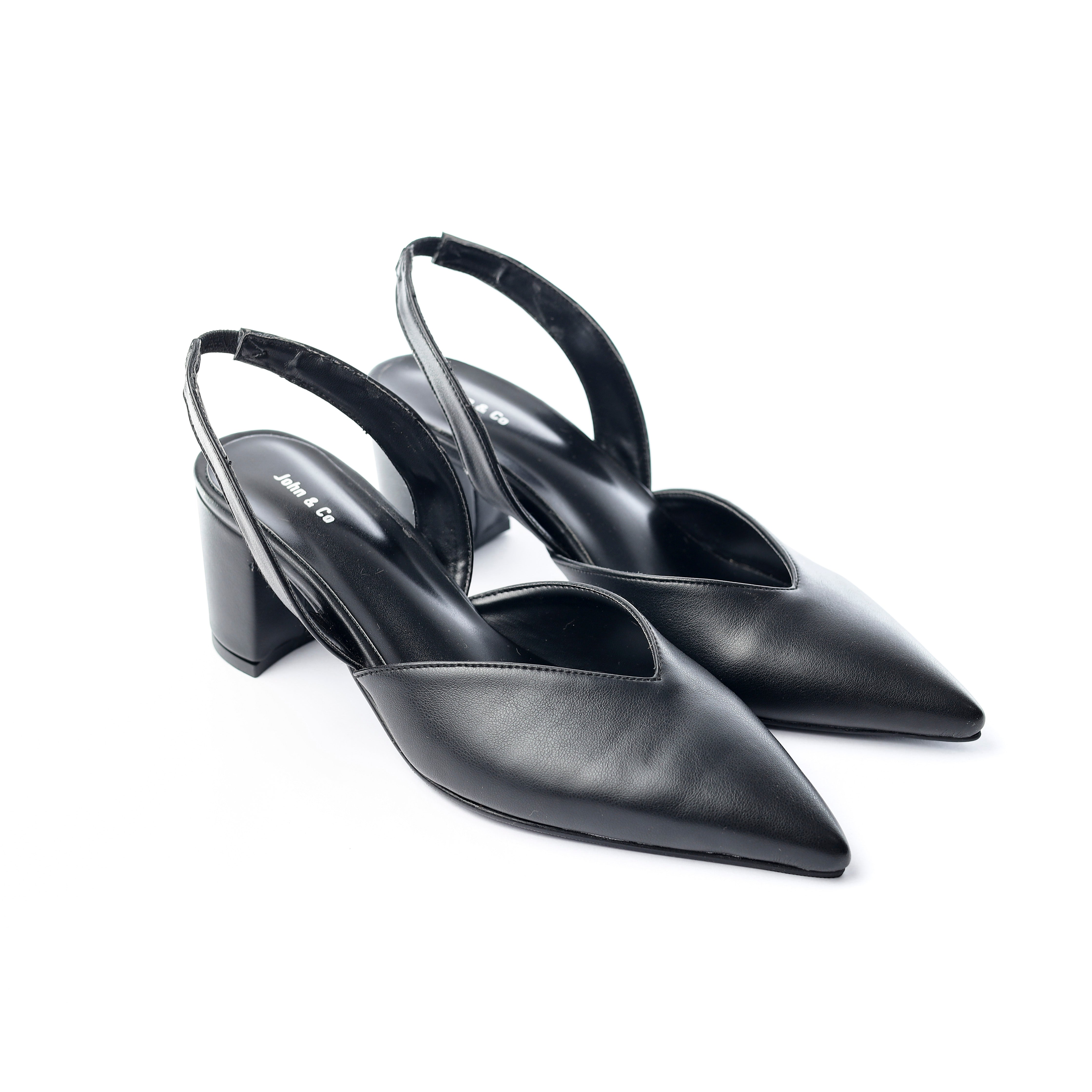 V-Cut Slingback Heels Black