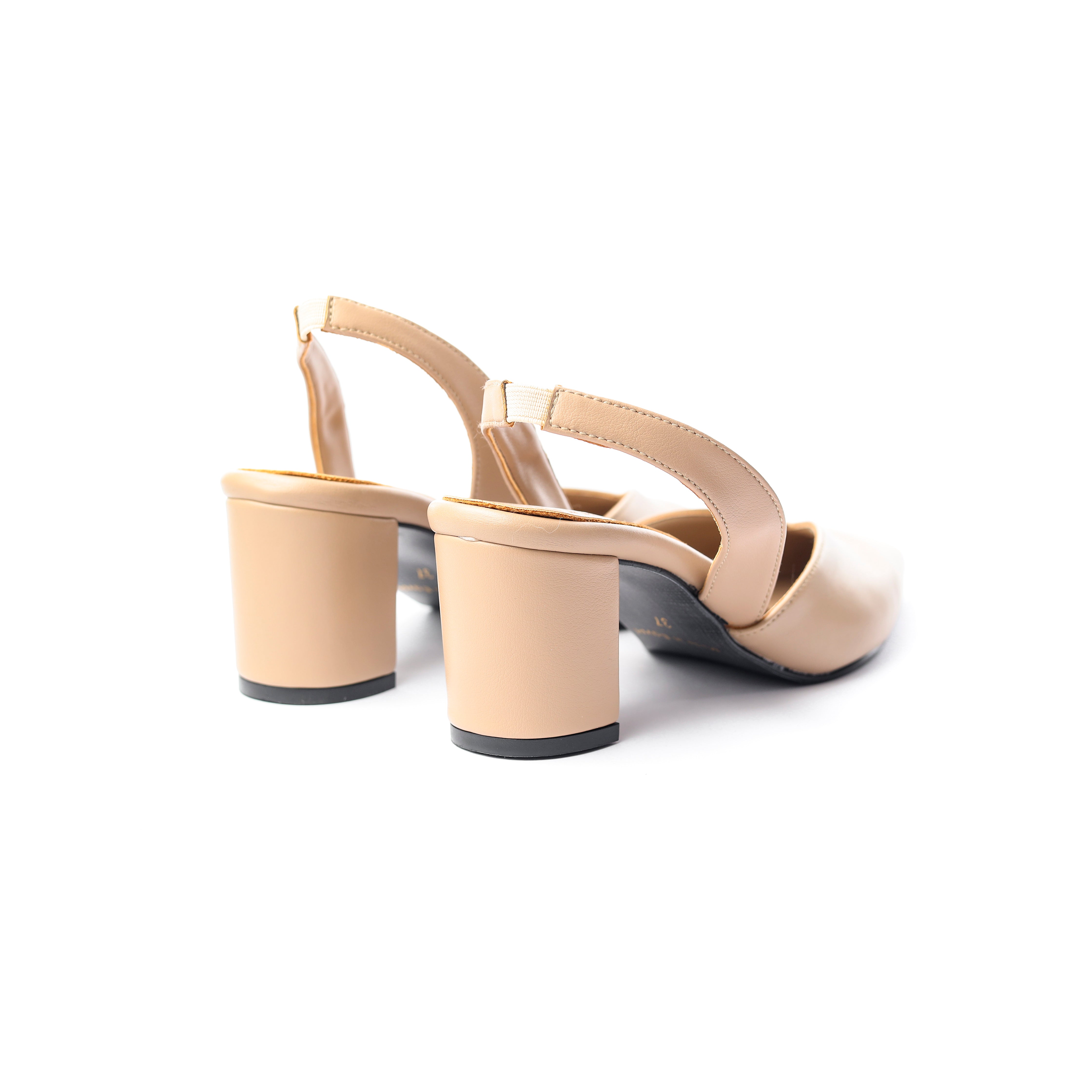 V-Cut Slingback Heels Beige