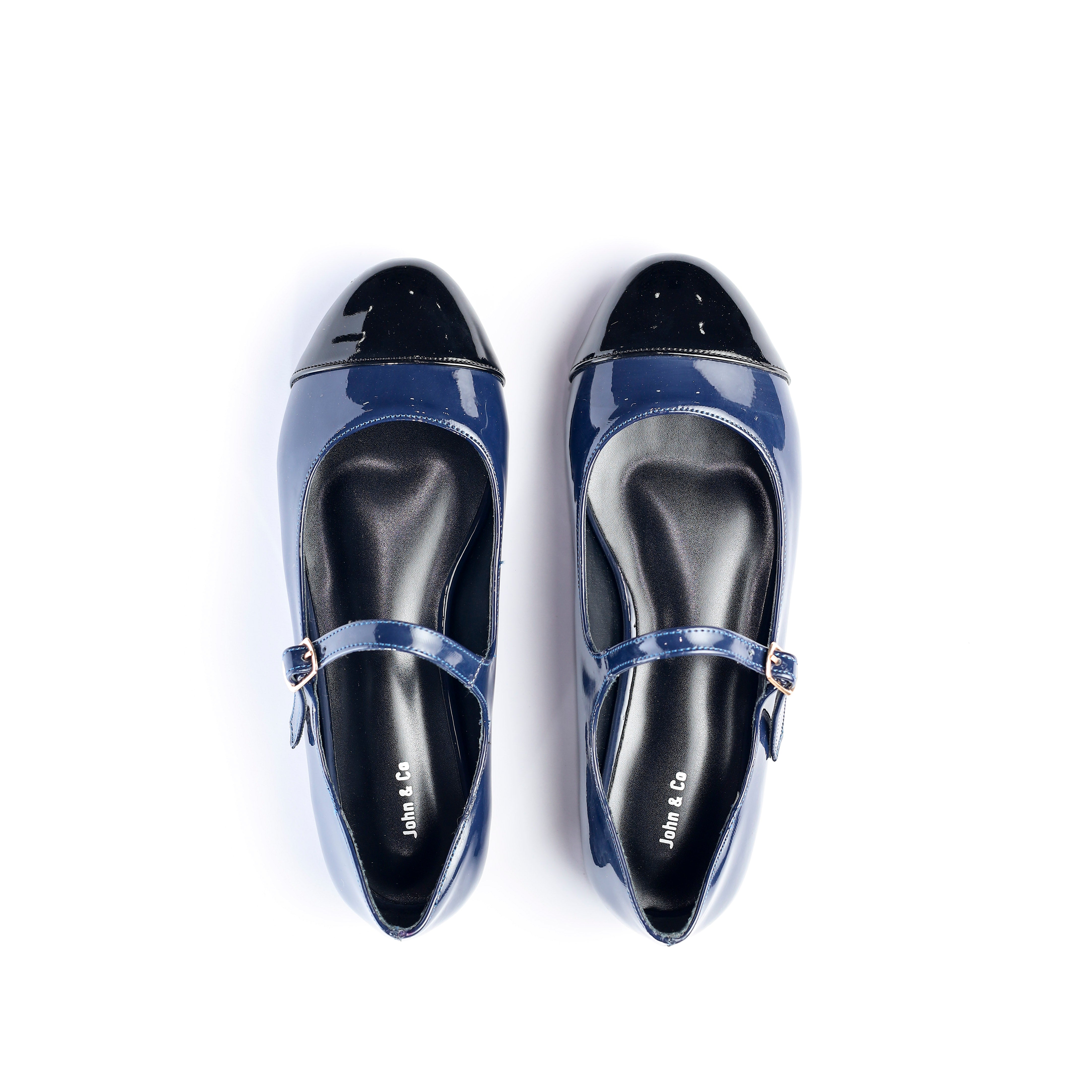 Two-Tone Mary Jane Flats Navy