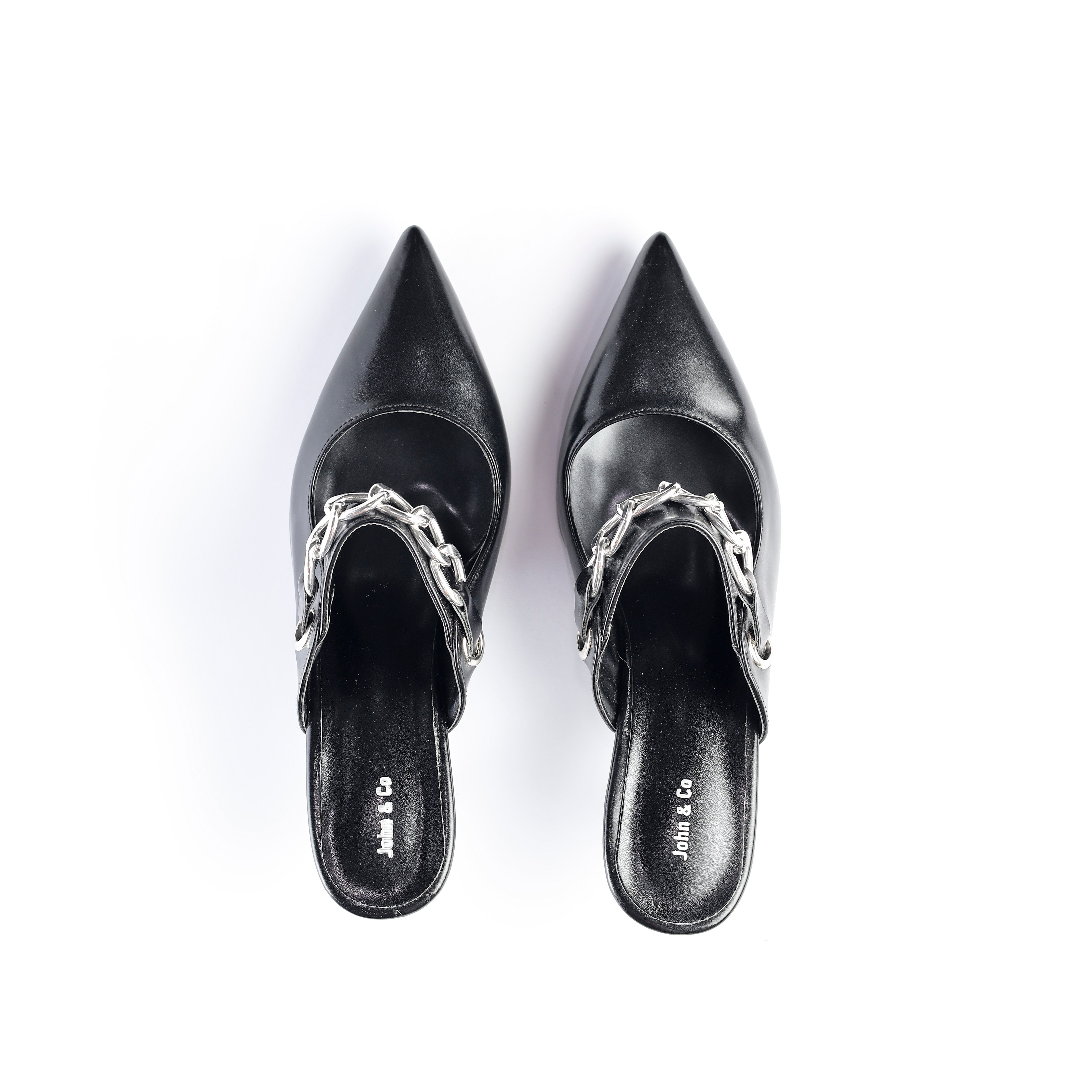 Luxury Chain Accent Mules Black