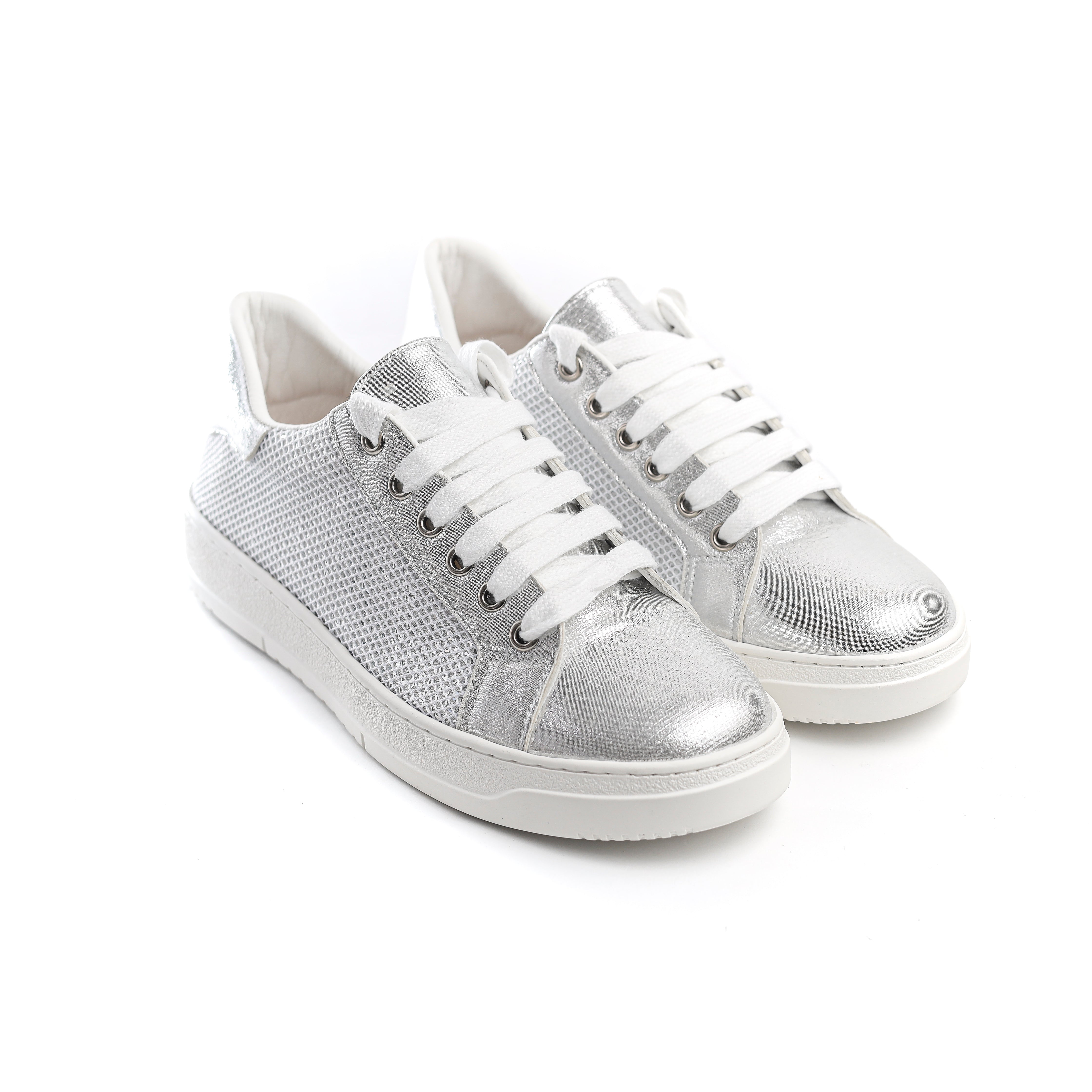 Mesh Panel Sneakers Silver