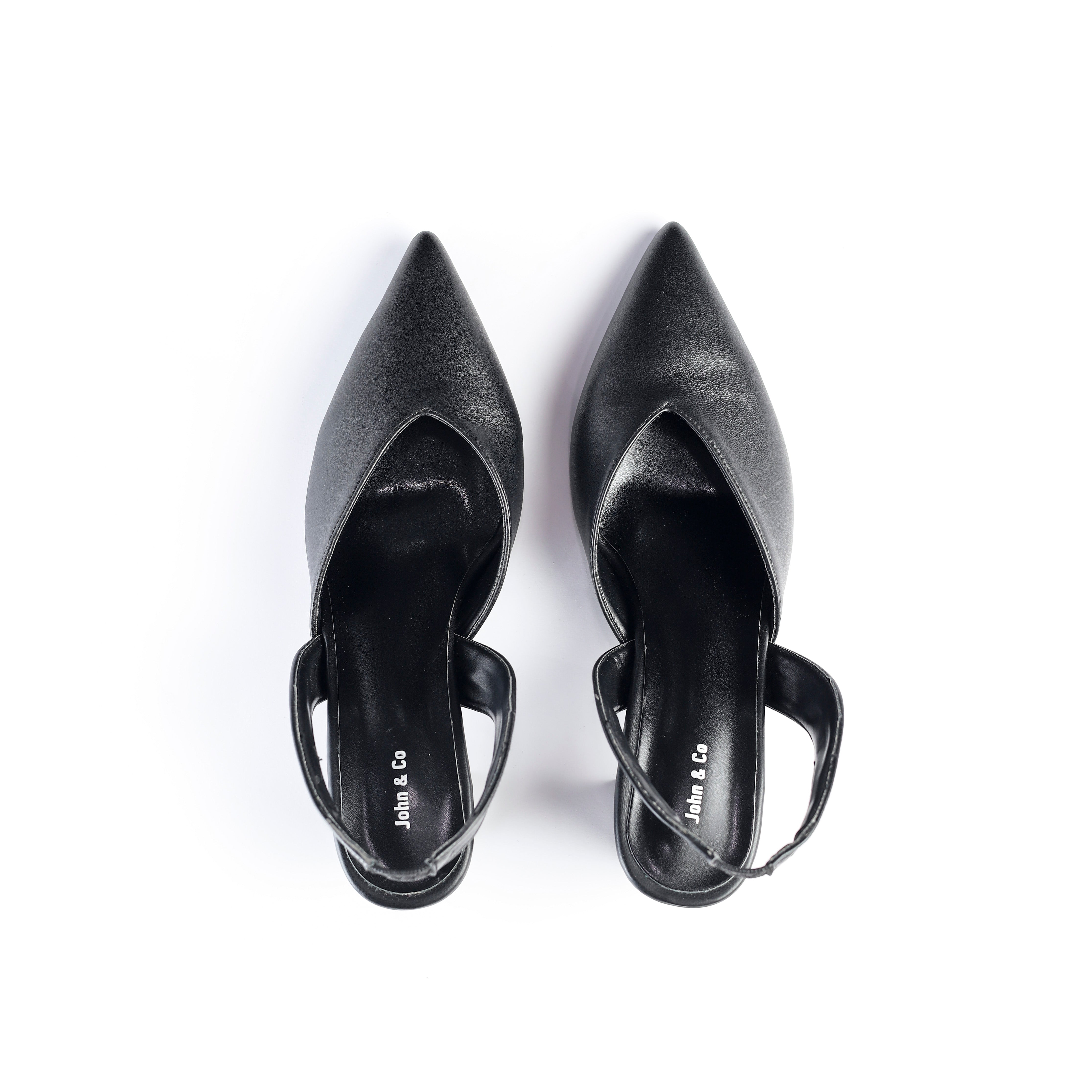 V-Cut Slingback Heels Black